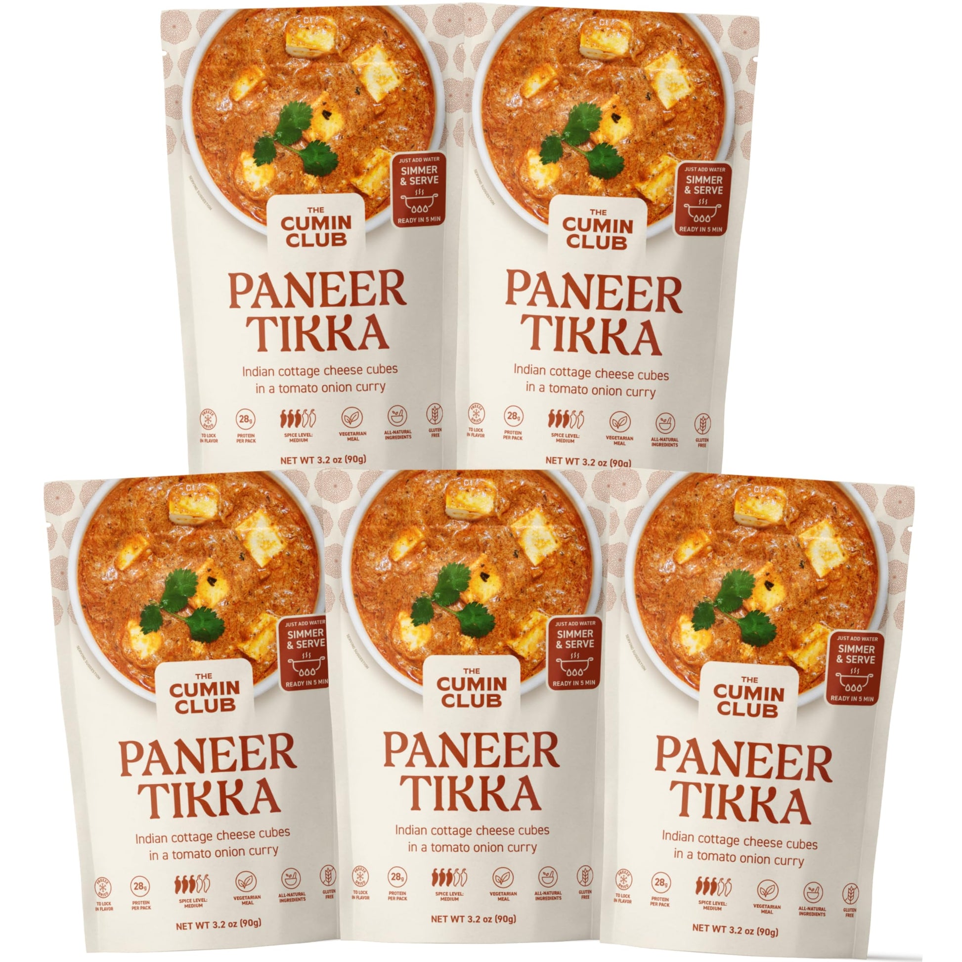 The Cumin Clubs Instant Paneer Tikka Masala - Authentic Indian Meal with Regional Flavors, Ready to Eat in Just 5 Minutes - Pac