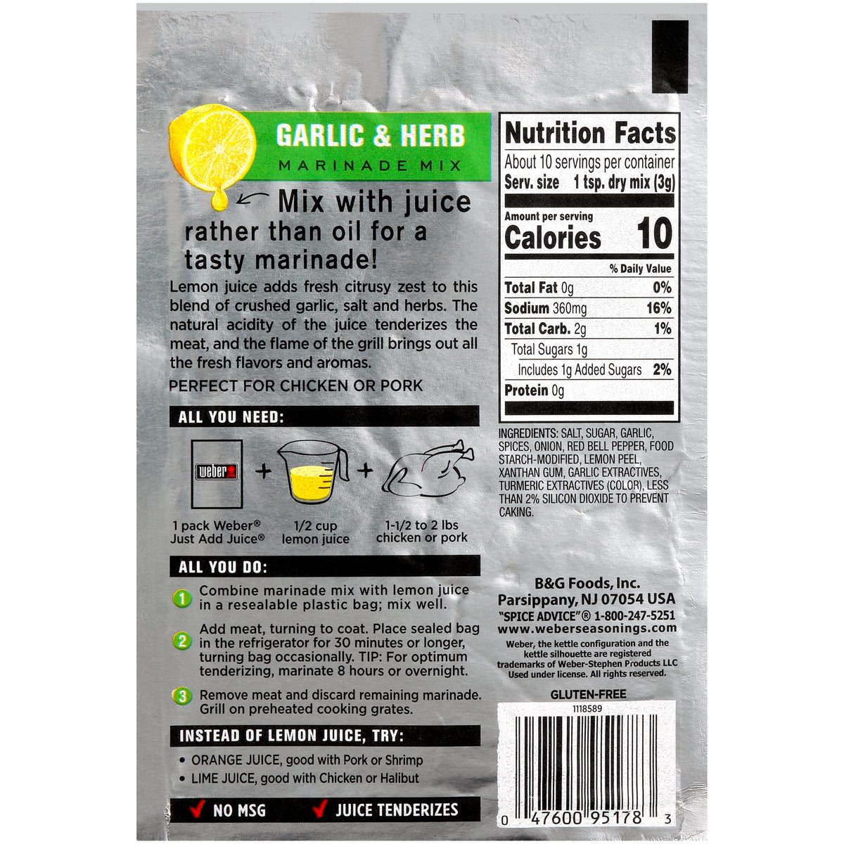 Weber Just Add Water Garlic And Herb Marinade, 1.12 Ounce (Pack of 12)