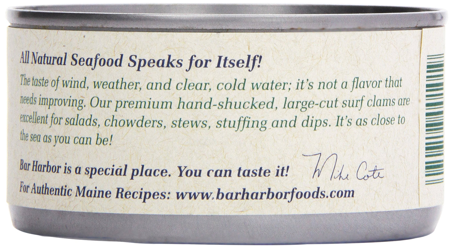 Bar Harbor Large Cut Canned Chopped Surf Clams In Clam Juice, 6.5 Oz. (Pack Of 12)