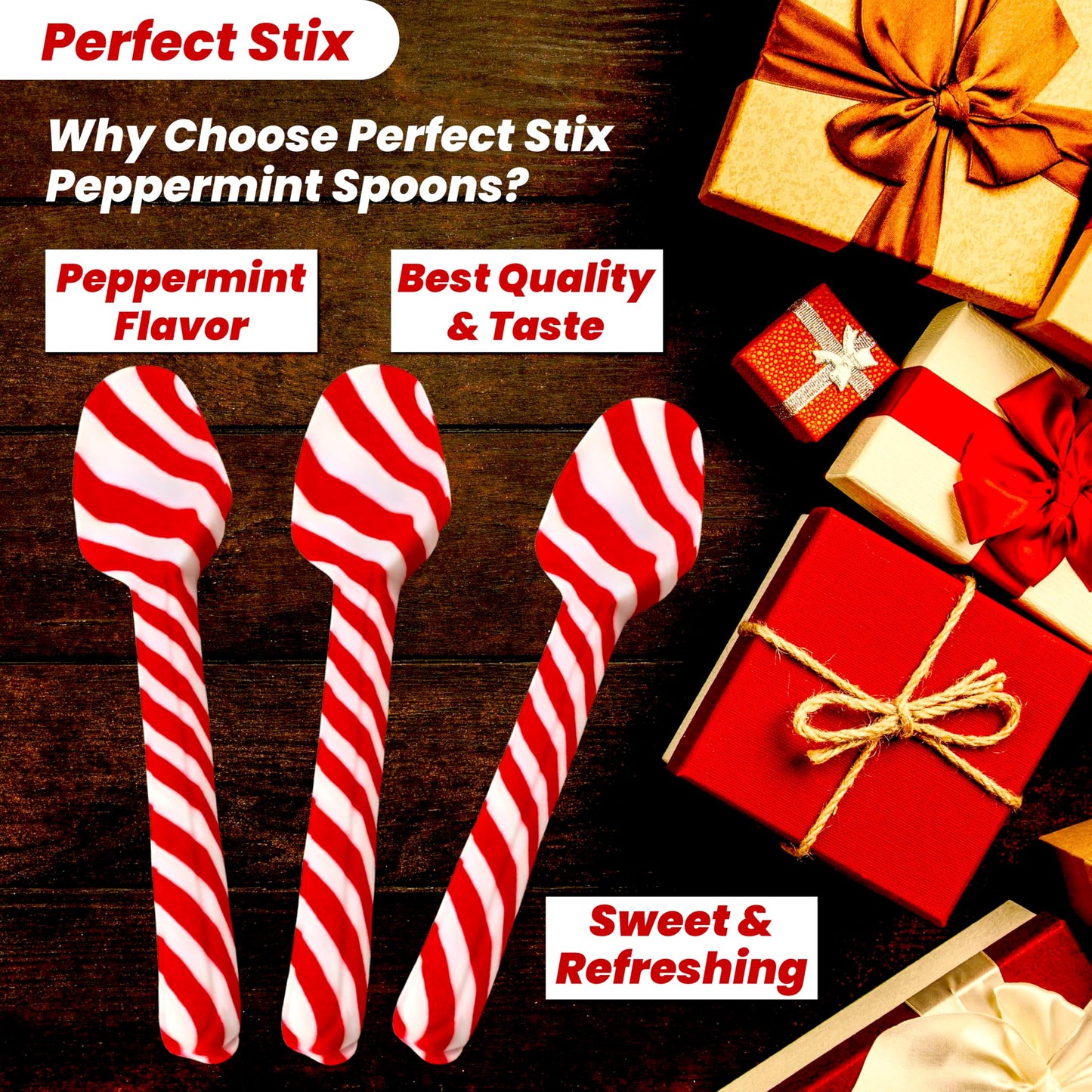 Perfect Stix Christmas Candy Cane Peppermint Spoonz.Edible Stirring Beverage Spoonz. Hot Chocolate Cocoa Tea Coffee Cocktail.Holiday Christmas Spoonz. Pack of 12 Spoonz.