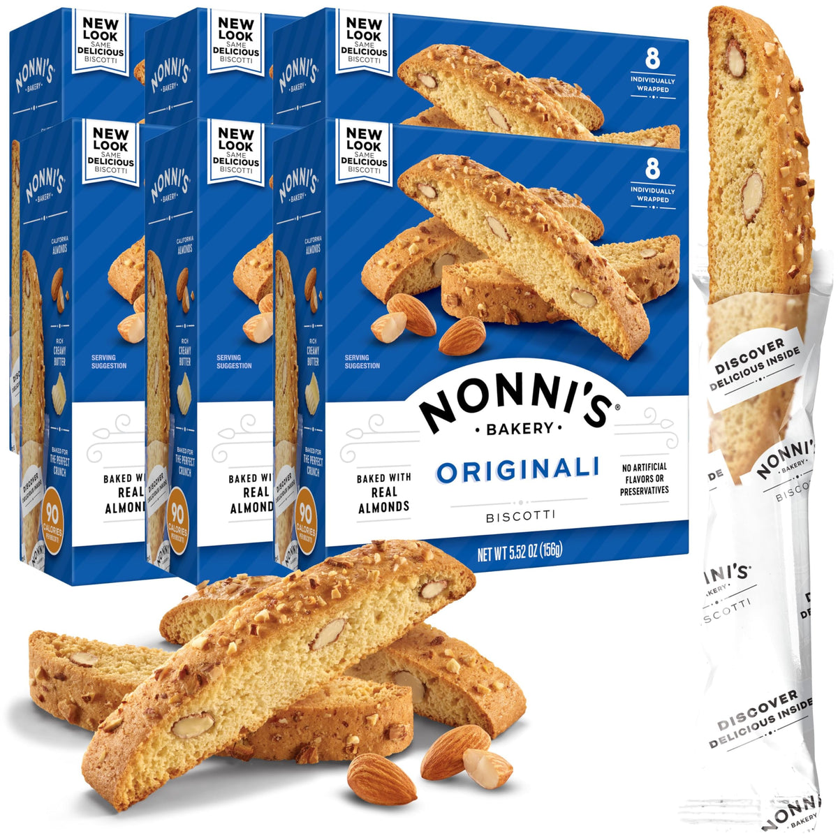 Nonni'S Originali Almond Biscotti Italian Cookies - 6 Boxes Biscotti Individually Wrapped Cookies - Italian Biscotti Cookies Bak