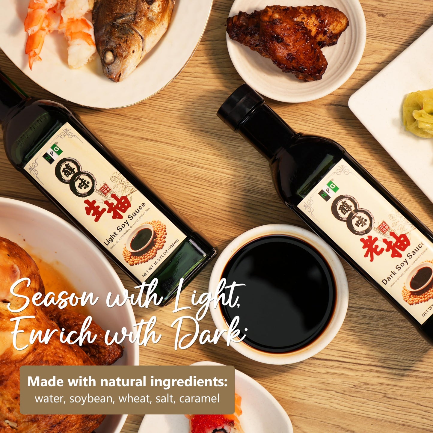 Npg Premium Dark Soy Sauce 16.9 Fl Oz, All Purpose Seasoning For Sushi, Chinese & Korean Cuisine, Authentic Flavor Enhancer For