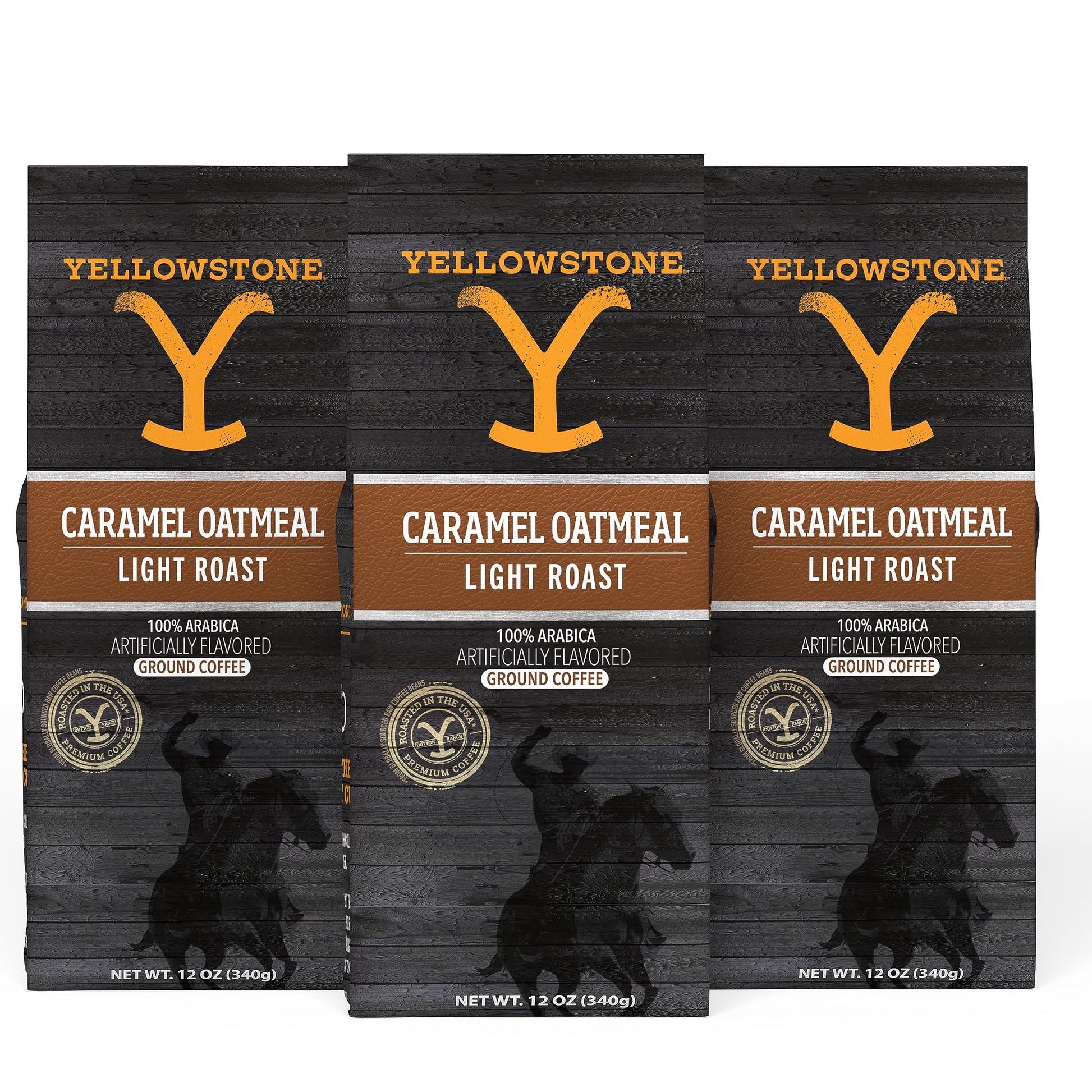 Y Yellowstone Caramel Oatmeal Light Roast Coffee, 100% Arabica, 36 oz. Ground Coffee, Pack of 3