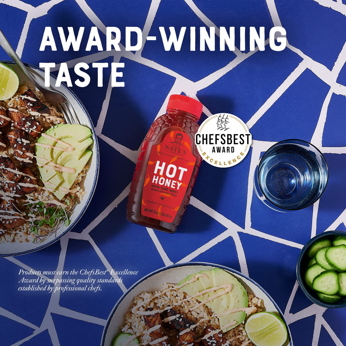 Nature Nate's Hot Honey - 100% Pure Honey with Habanero Chili Flakes, 16 oz Squeeze Bottle, Award-Winning Taste, Orange