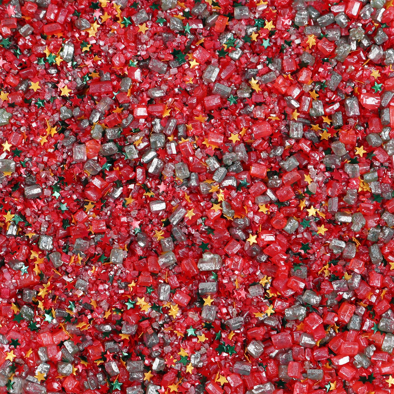 Cobakey Red Sanding Sugar Edible Glitter Stars Mix, 3.5oz for Cake Decorating, Christmas Cookie Toppers