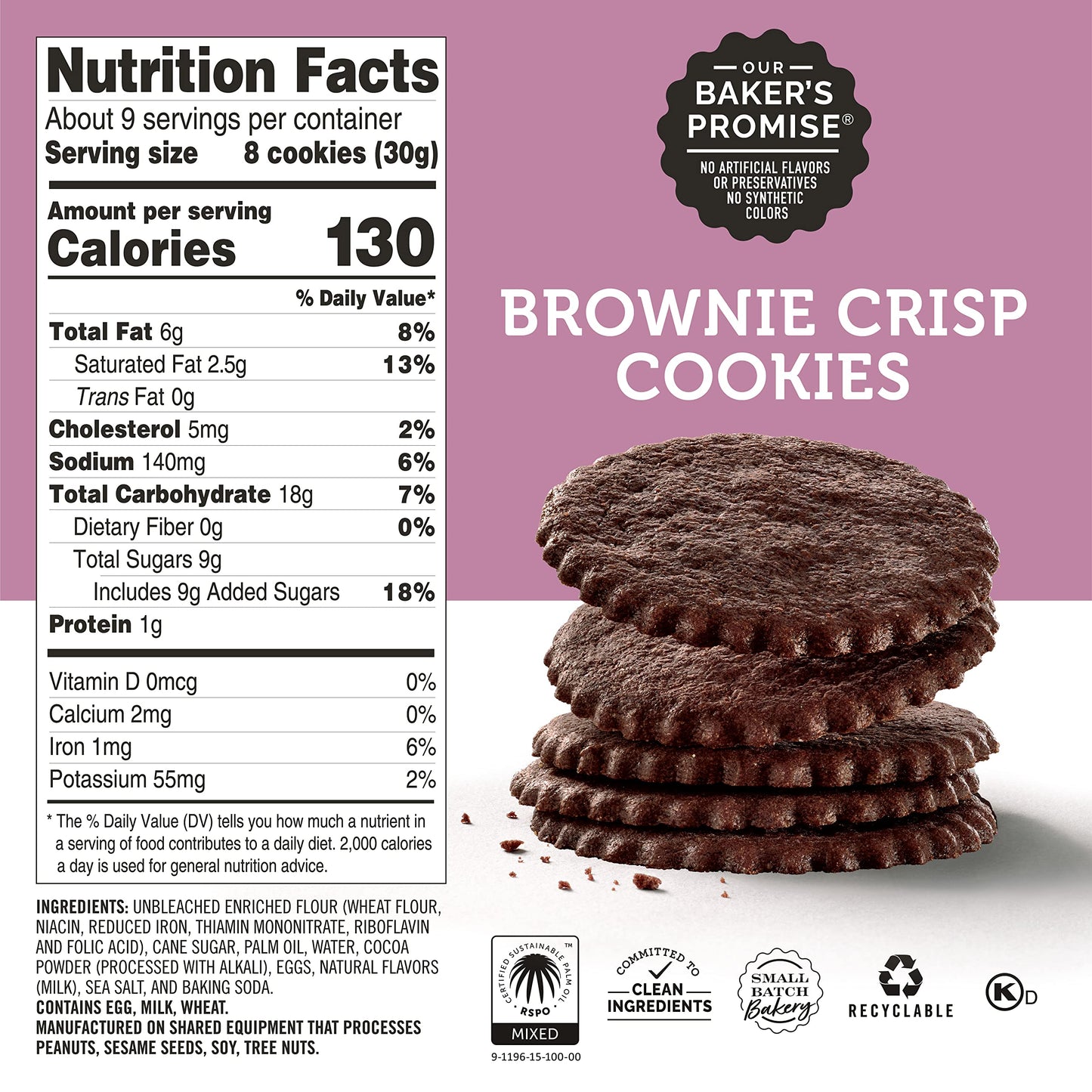 Dewey'S Bakery Brownie Crisp Cookie Thins | No Artificial Flavors, Synthetic Colors Or Preservatives | Baked In Small Batches |