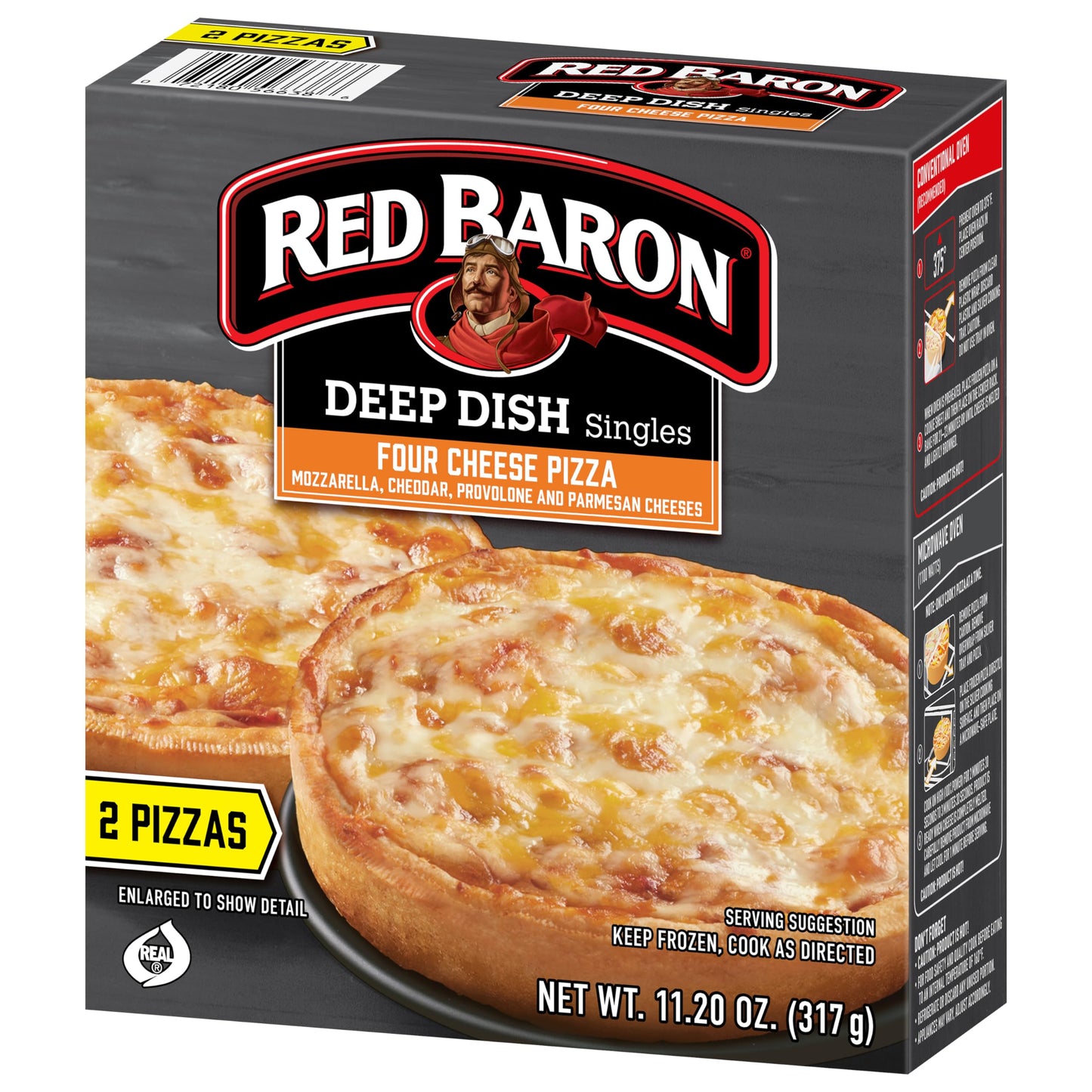 Red Baron Deep Dish Singles 4 Cheese Pizza, 11.2 oz (frozen), 2 count (Pack of 1)