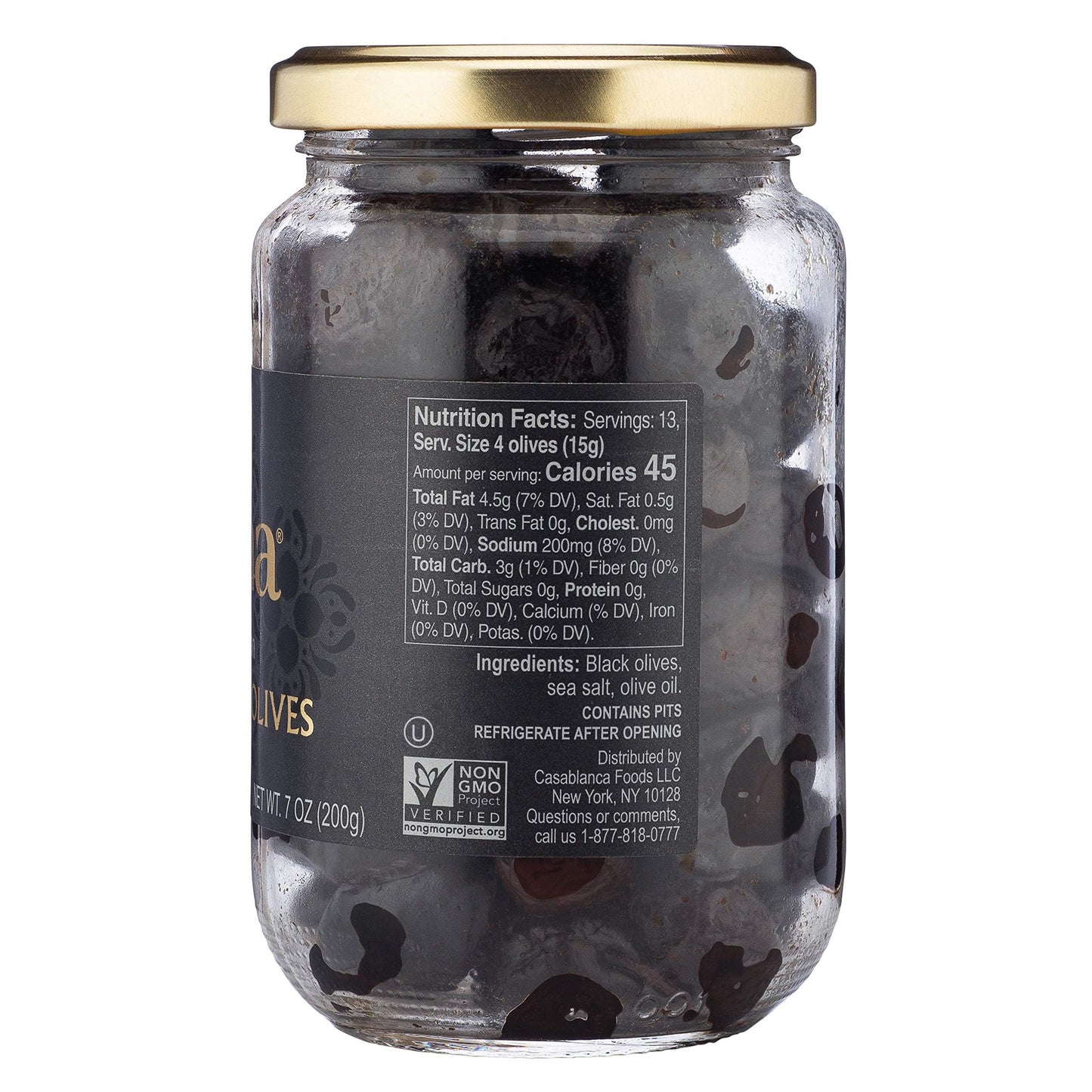 Mina Dry Cured Black Olives, Moroccan Olive Oil, 7 oz, Non-GMO, Gluten-Free, Vegan, Low Carb, Great for Keto Snacks