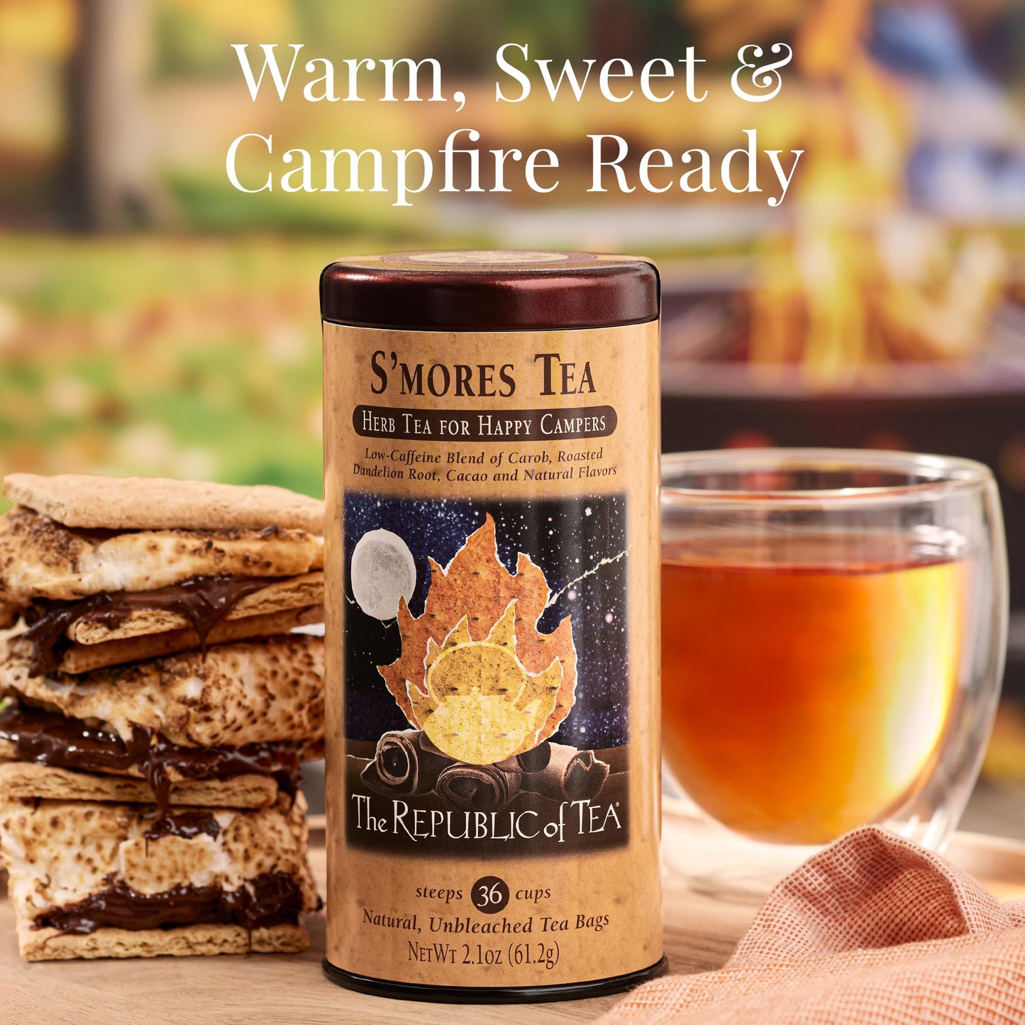 The Republic of Tea S’mores Herbal Chocolate Tea, 36 Low-Caffeine Tea Bags