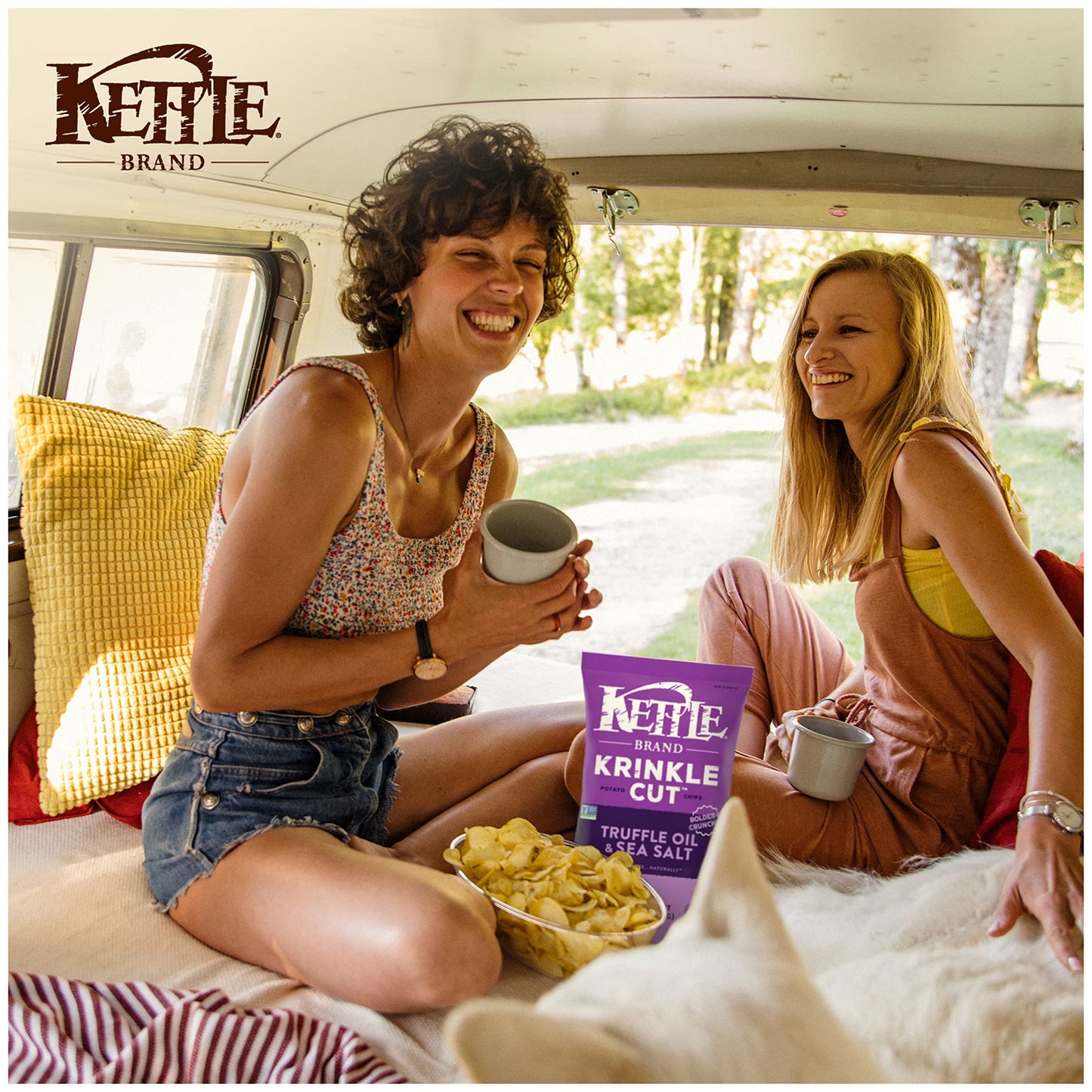 Kettle Brand Potato Chips, Krinkle Cut, Truffle Oil & Sea Salt Kettle Chips, 7.5 Oz (Pack of 12)