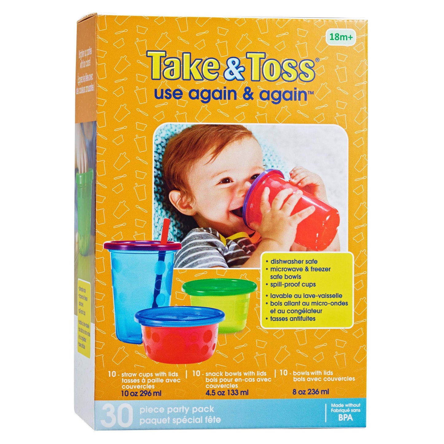 The First Years,Straw Take  Toss Party Pack, Rainbow, 30-Pieces