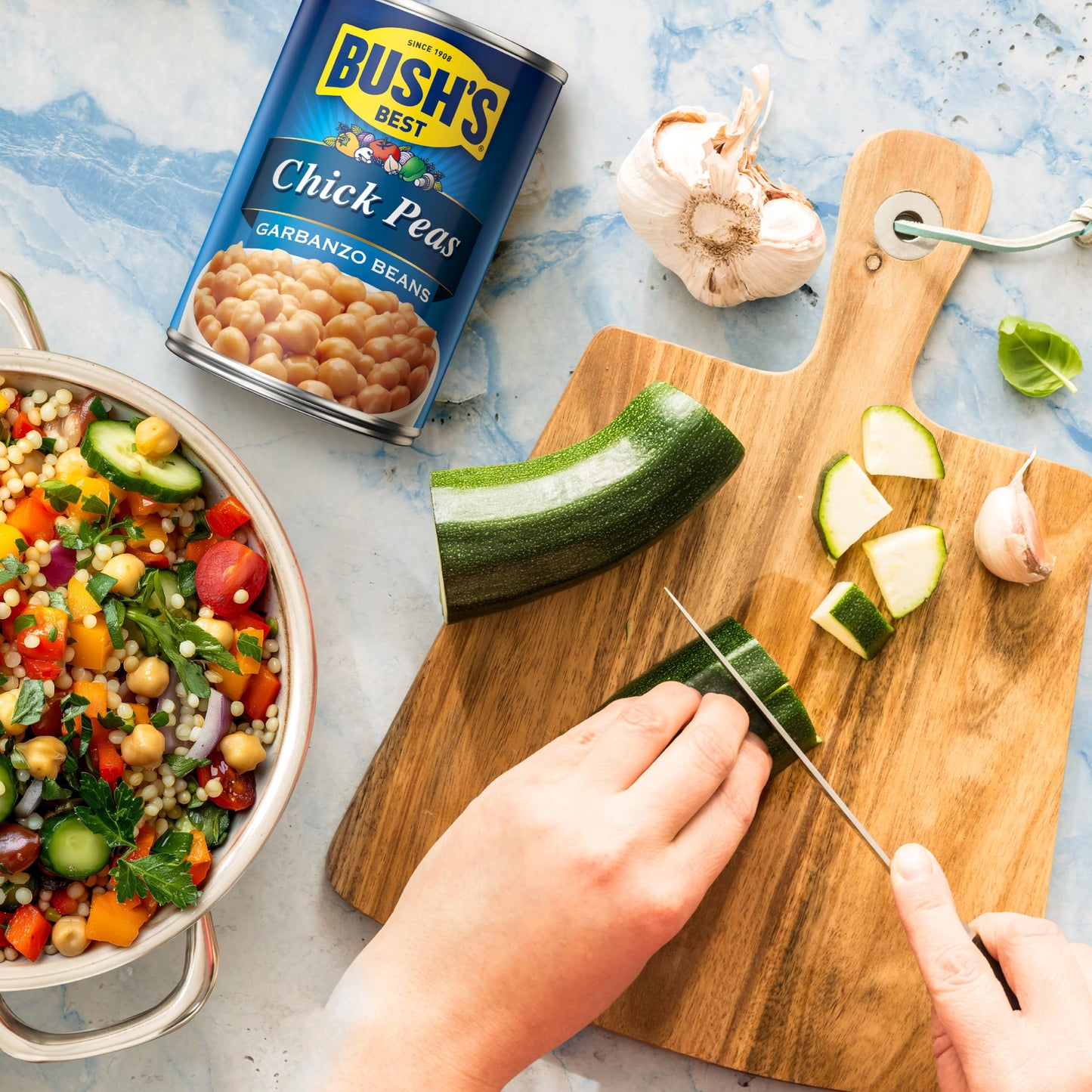 BUSH S BEST 16 oz Canned Garbanzo Beans (Chickpeas), Source of Plant Based Protein and Fiber, Vegetarian, Low Fat, Gluten Free,