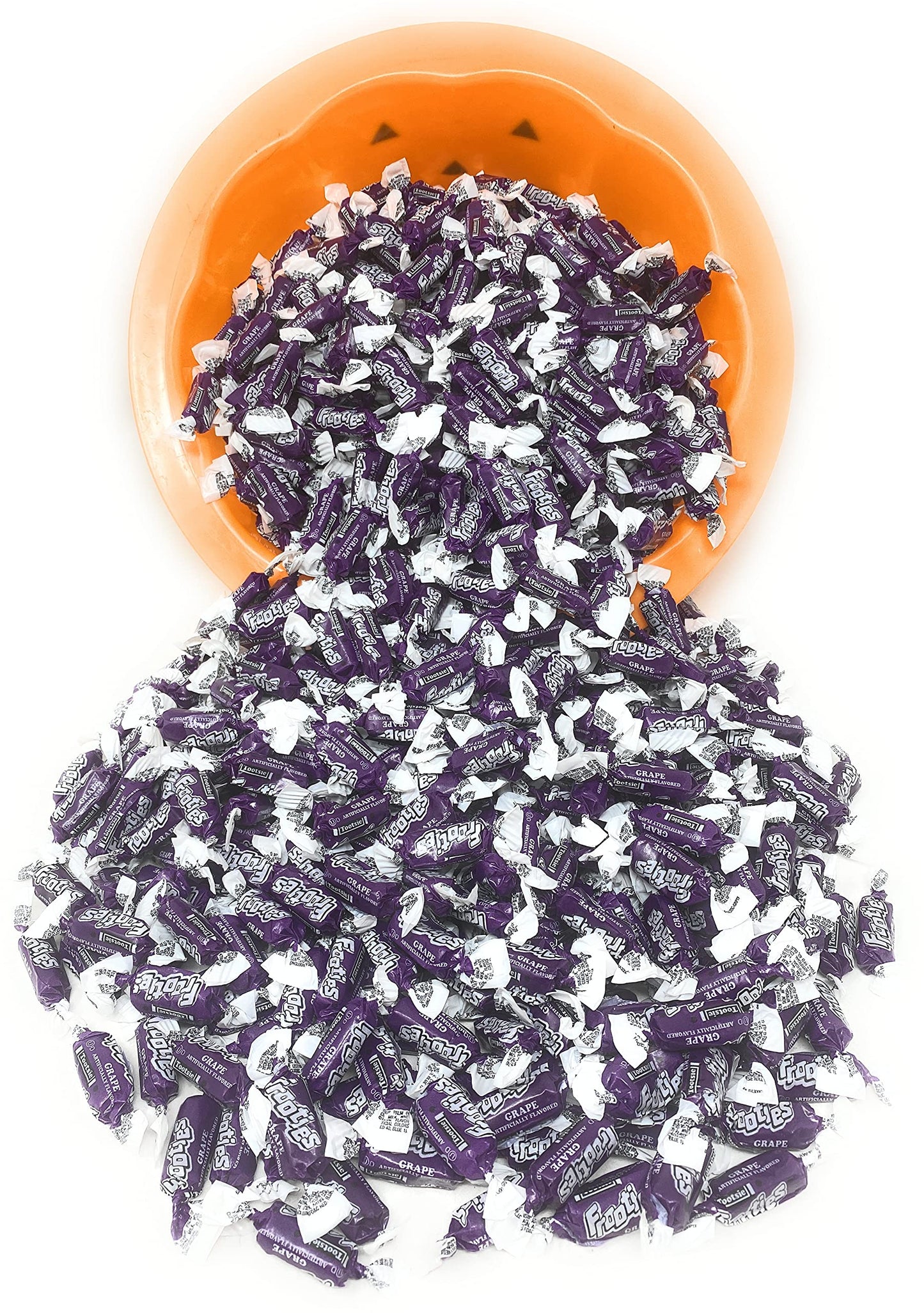 Bulk Grape Flavor Tootsie Roll Frooties Chewy Purple American Taffies Candy Individually Wrapped In Resealable Assortit Bag 5 Lb 735+Pcs (80-Oz) - Made In Usa