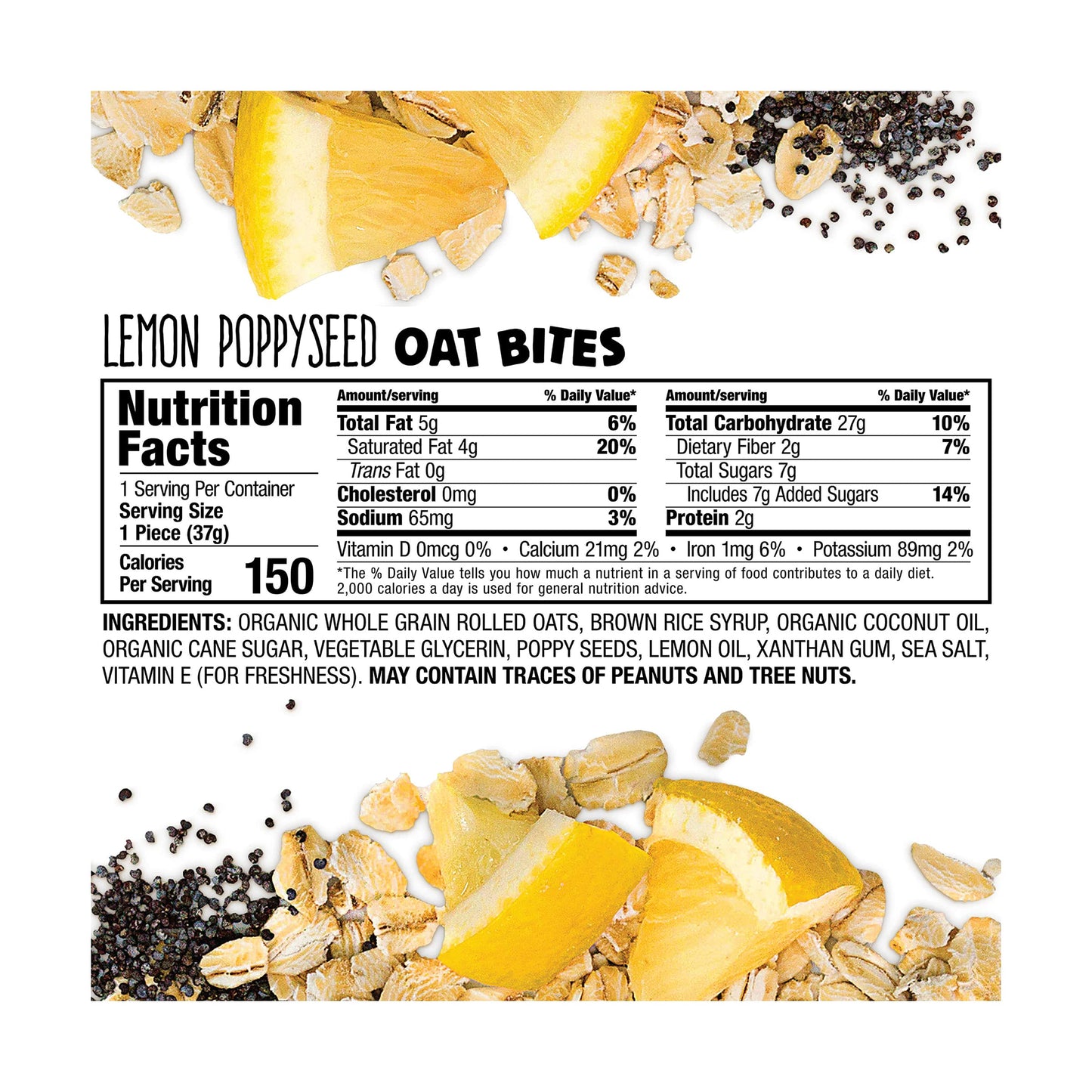 Bobos Oat Bites, Lemon Poppyseed, 1.3 Ounce (5 Count Box)