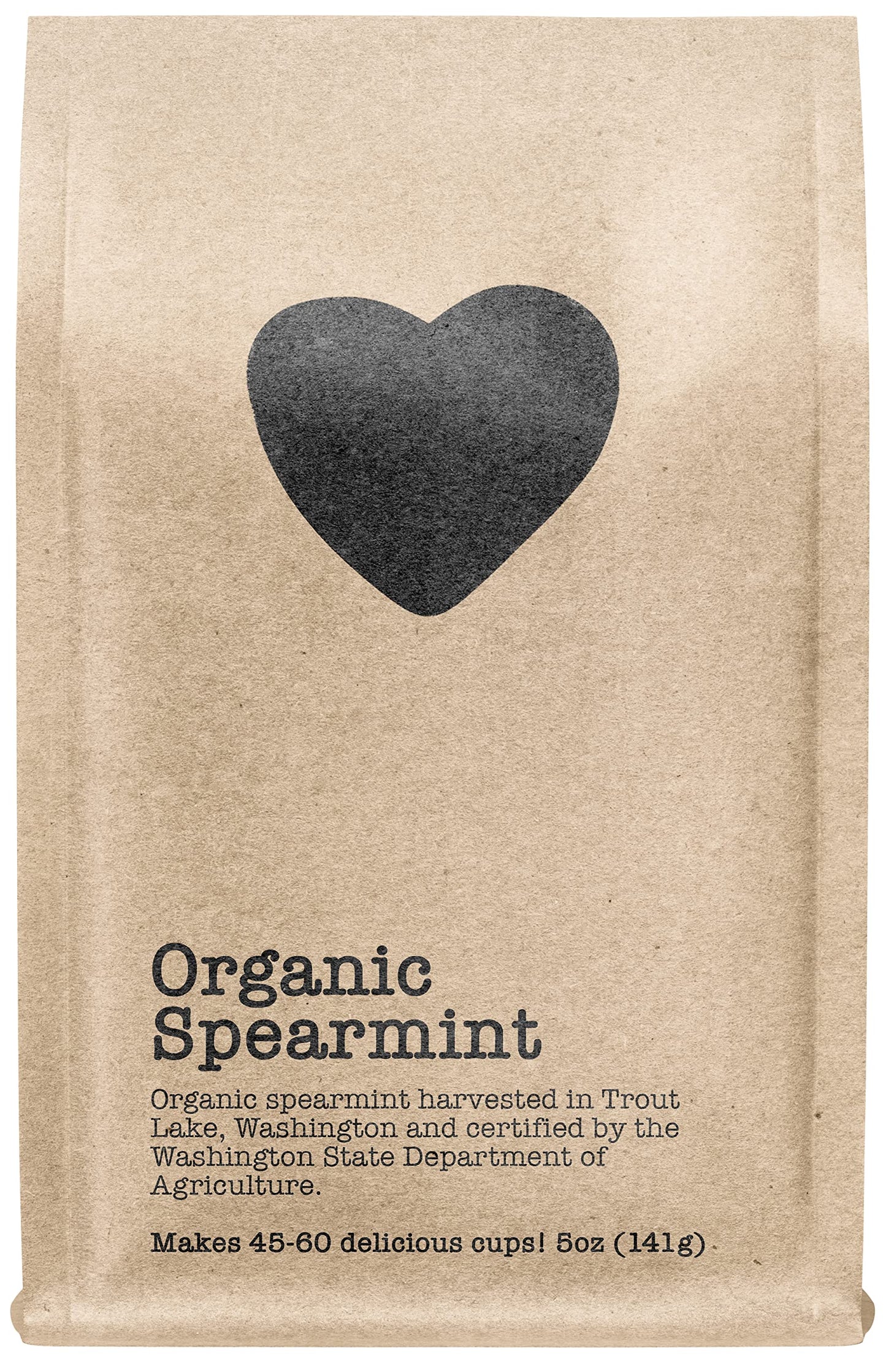 Harts of America Organic Spearmint Loose Leaf Tea, Caffeine Free, 5 Ounce Eco-Conscious Zip Pouch