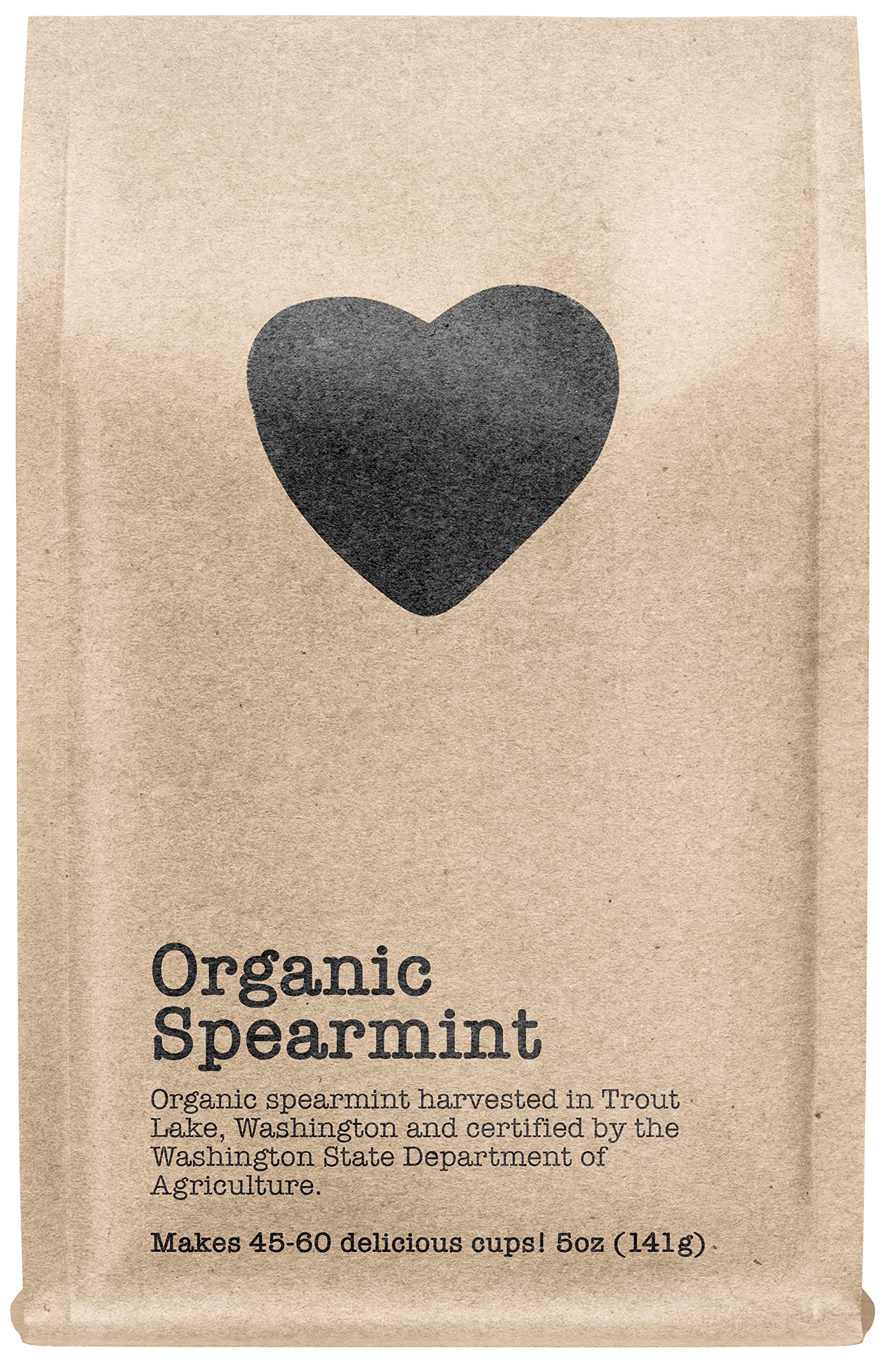 Harts of America Organic Spearmint Loose Leaf Tea, Caffeine Free, 5 Ounce Eco-Conscious Zip Pouch