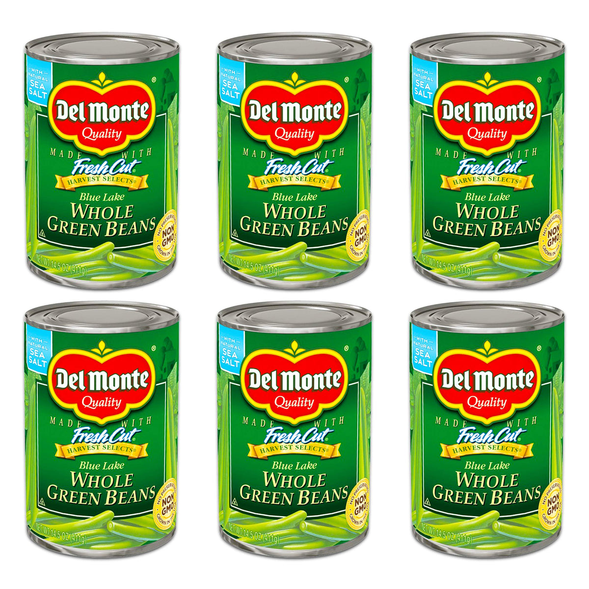 Del Monte, Cut Green Beans, 14.5oz Can (Pack of 6)