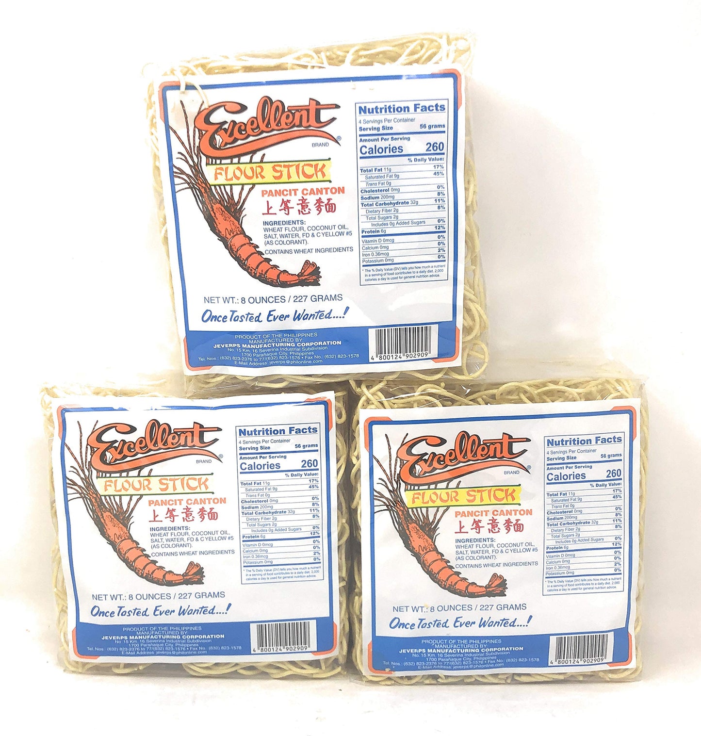 Excellent Pancit Canton Noodles, 8Oz (227 Grams) 3 Pack