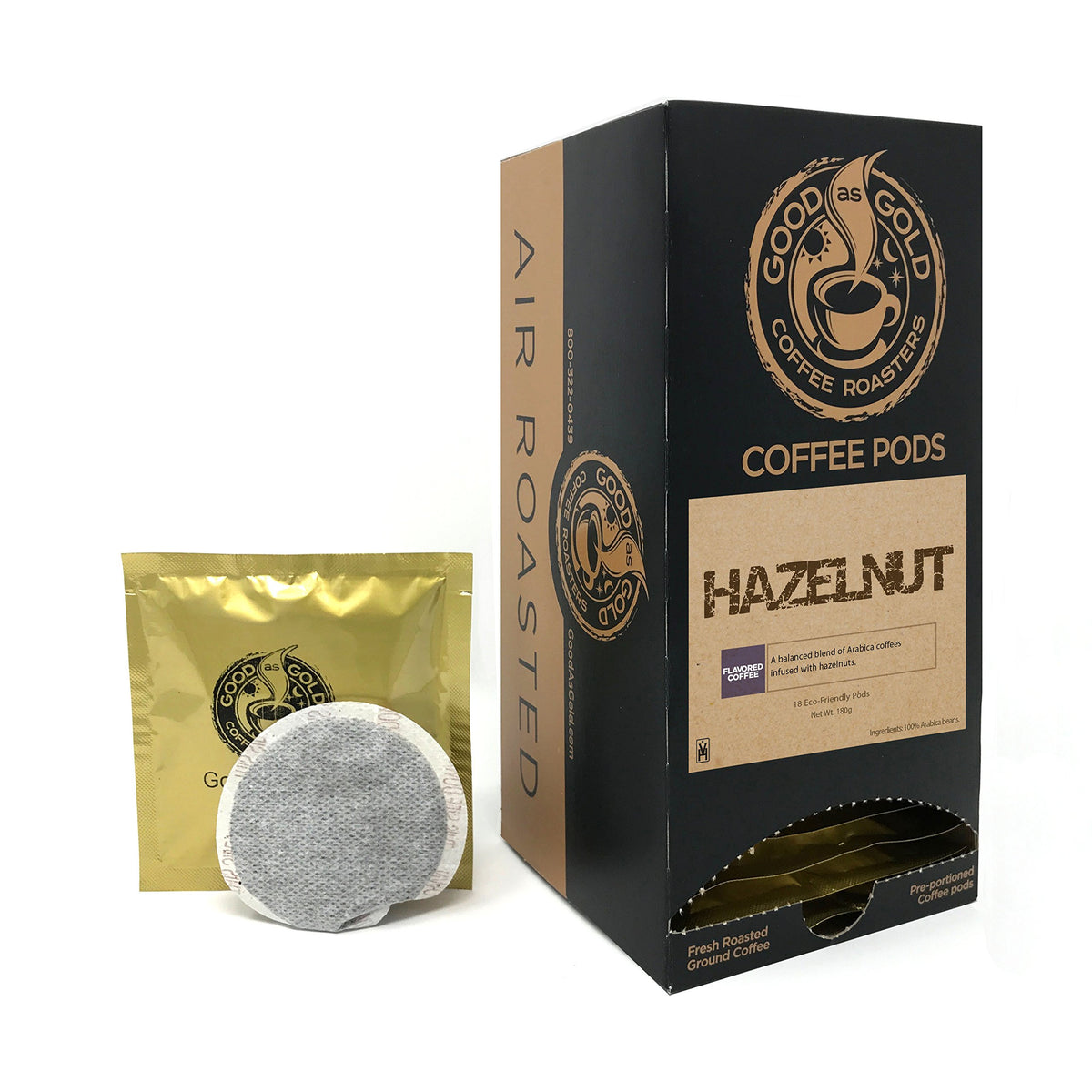 Hazelnut Coffee Pods - Good As Gold Coffee - (18 Pods)