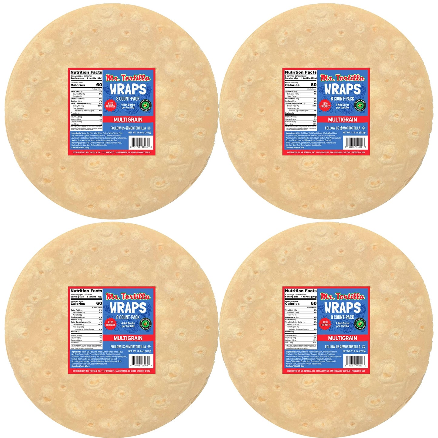 Mr. Tortilla Keto-Friendly 4 Net Carb Tortillas - Fresh Delicious Soft Taco Shells - Healthy Keto Food Wraps - Organic Wheat Flo
