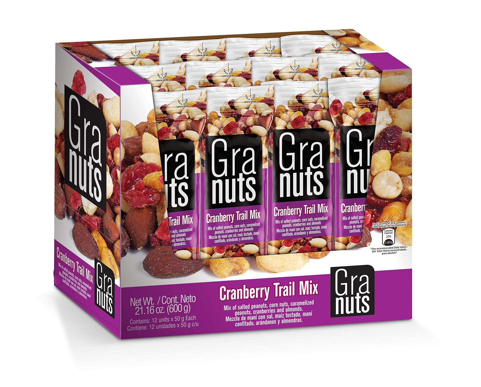 Granuts Cranberry Trail Mix | Caramelized Peanuts | Crunchy Corn Nuts + Almonds | Soft Cranberries | Salty + Sweet Flavors | On-