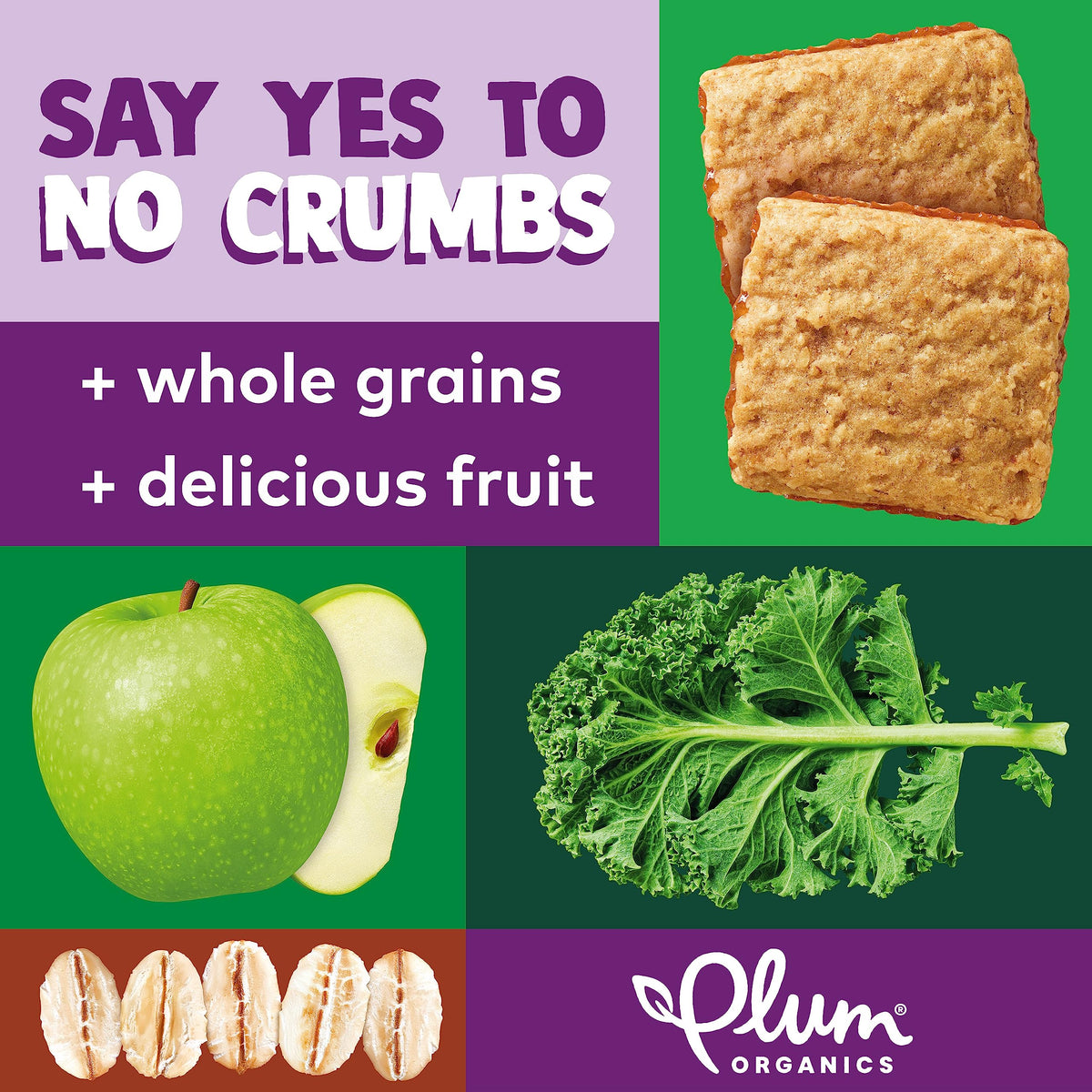 Plum Organics Jammy Sammy Snack Bars - Apple, Kale, and Oatmeal - 1.02 oz Bars (Pack of 30) - Organic Toddler Food Snack Bars