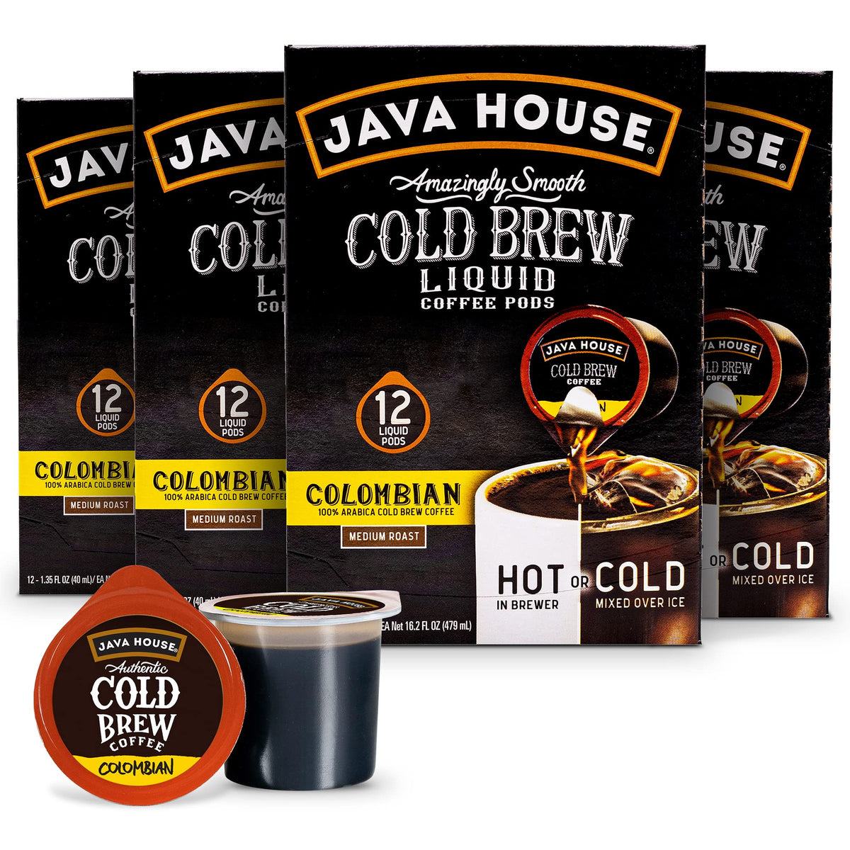 Java House Cold Brew Coffee Concentrate Single Serve Liquid Pods Colombian, 48 Count (Pack Of 4)