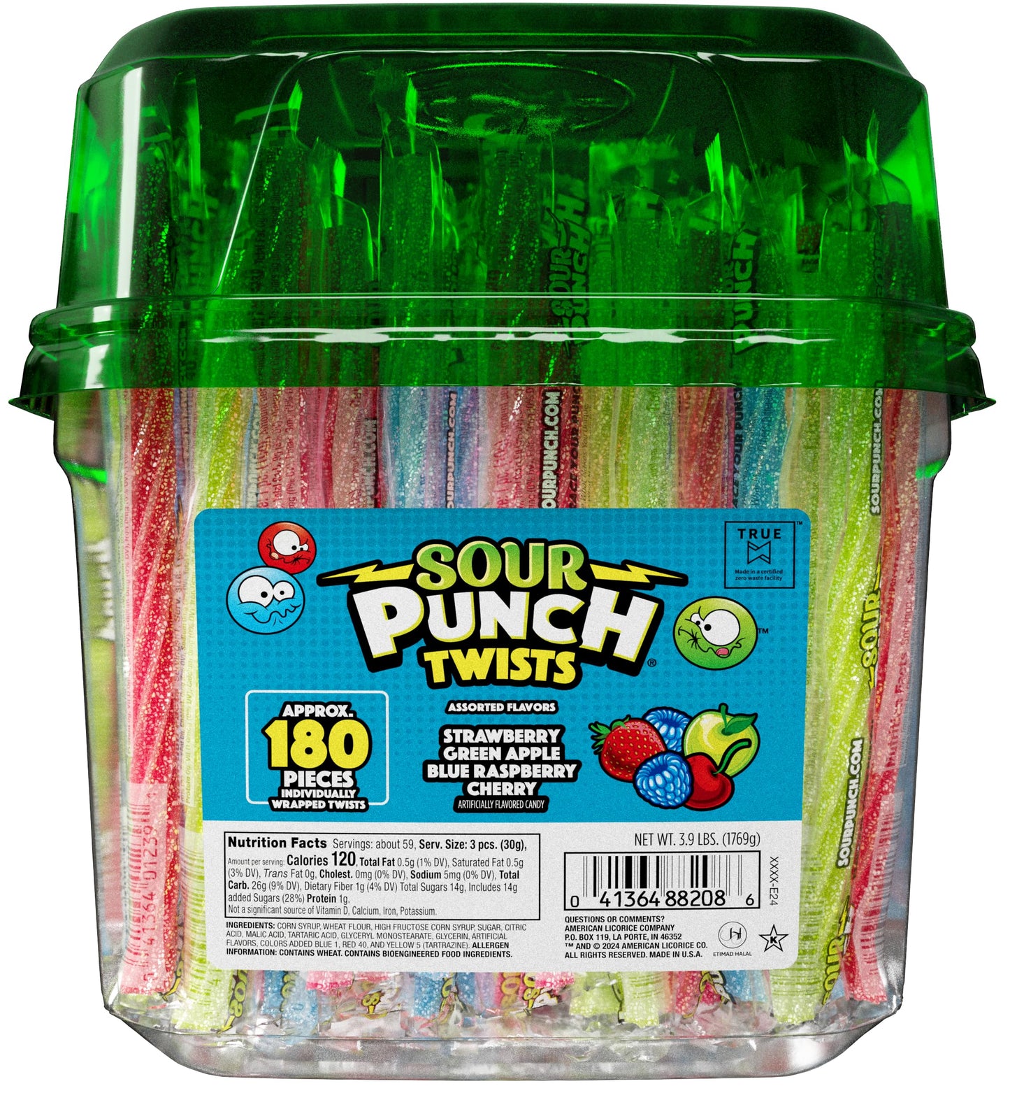 Sour Punch Twists  Sour Candy 6 Individually Wrapped Chewy Candy  4 Assorted Fruity Flavors