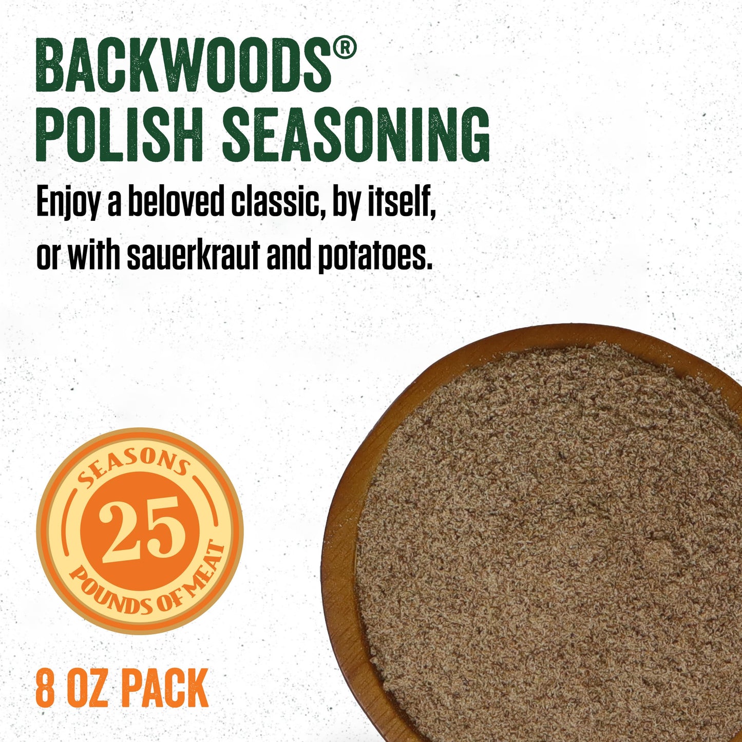 Lem Products Backwoods Polish Fresh Sausage Seasoning, Ideal For Wild Game And Domestic Meat, Seasons Up To 25 Pounds Of Meat, 8 Ounce Packet