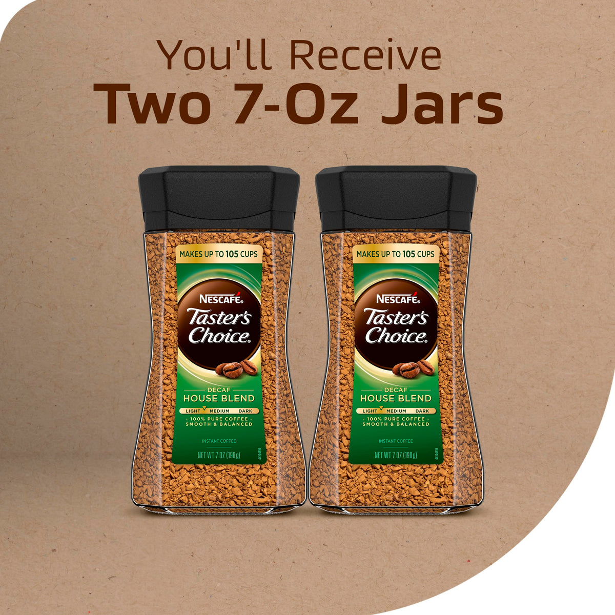 Nescaf   Taster'S Choice Instant Coffee, Light Medium Roast, Decaf House Blend, 2 Jars (7 Oz Each)