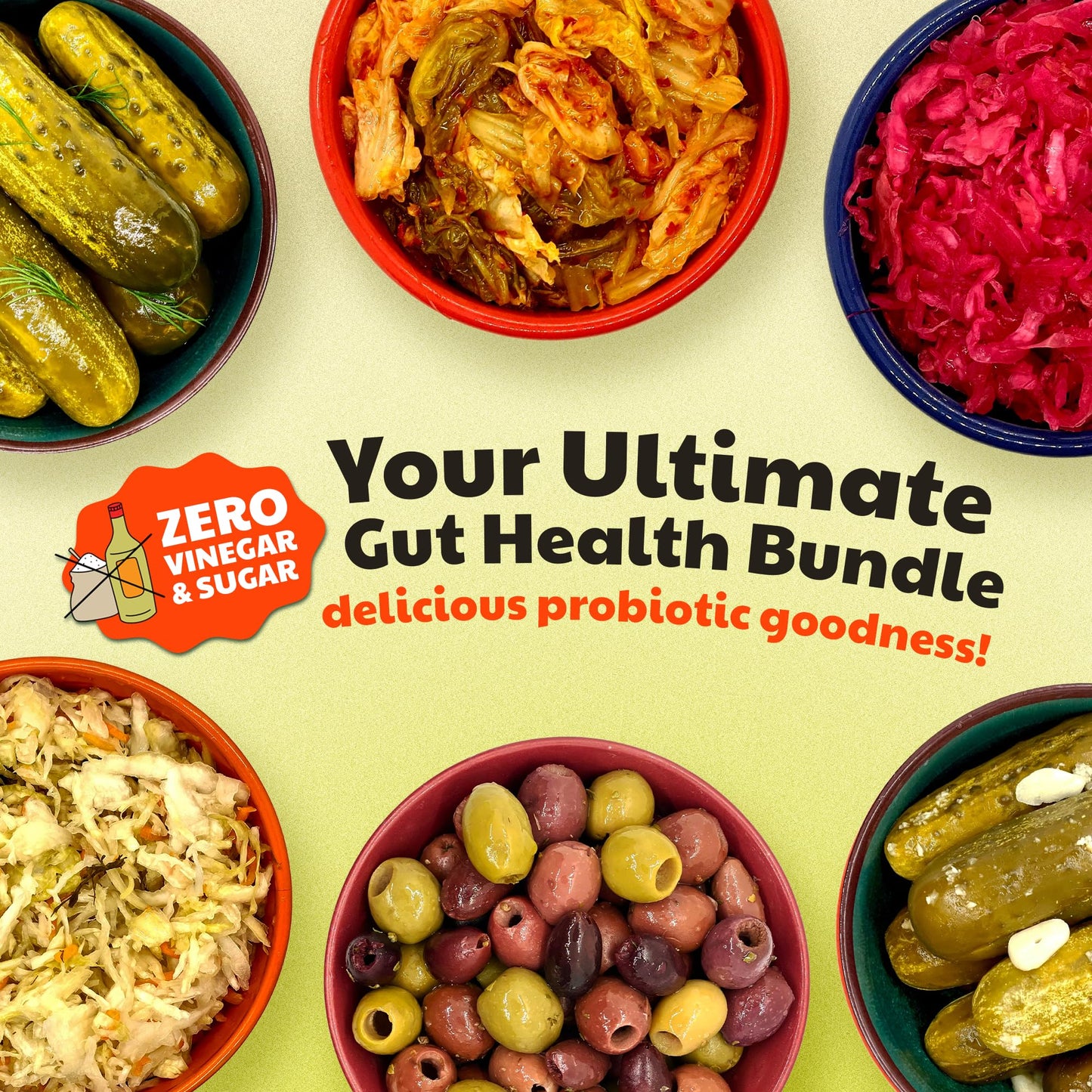 Olive My Pickle Fermented Sauerkraut Organic, Olives & Kimchi | 6 Pack of Carrot & Dill, Red & Ginger Sauerkraut, Garlic & Koshe