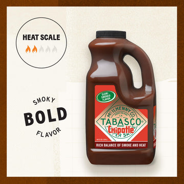 TABASCO Chipotle Pepper Sauce, Medium Hot, Smoky & Smooth, 64 Fl Oz, Bulk Plastic Jug
