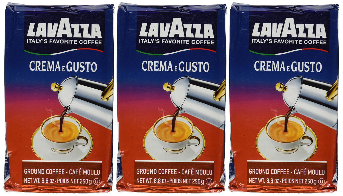 Lavazza Medium_Roast, Crema E Gusto Ground Coffee, Italian , 8.8-Ounce Bricks (Pack Of 3)
