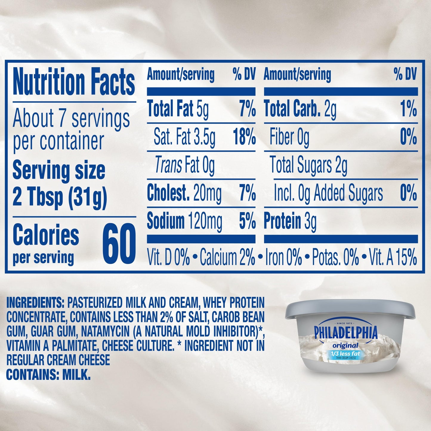 Philadelphia Reduced Fat Cream Cheese Spread, 8 oz Tub
