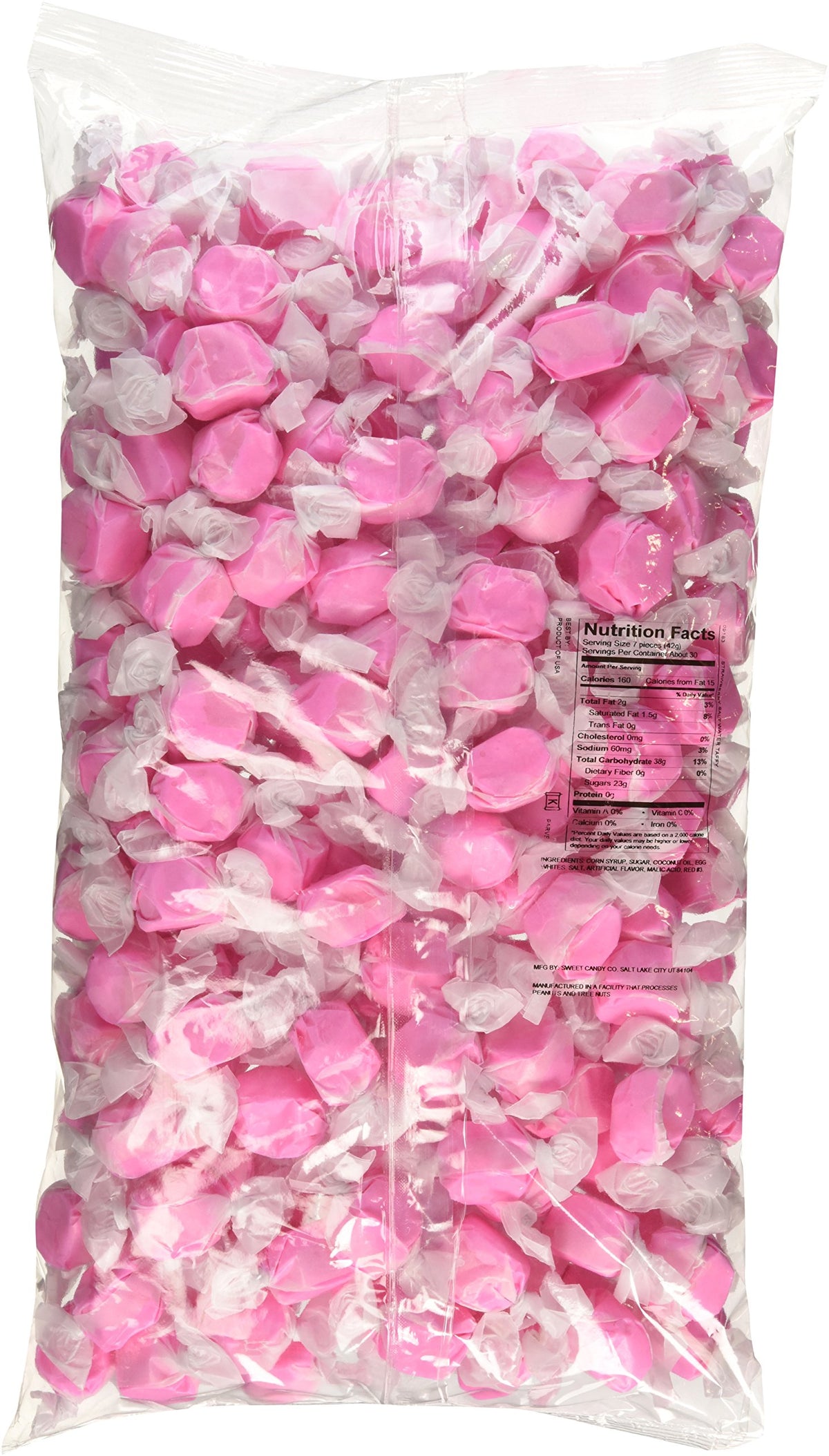 Sweets Salt Water Taffy, Pink Strawberry, 3 Pound