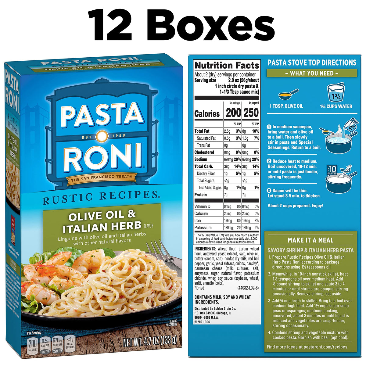 Pasta Roni, Olive Oil & Italian Herb Linguine, 4.7oz Boxes (24 Pack)