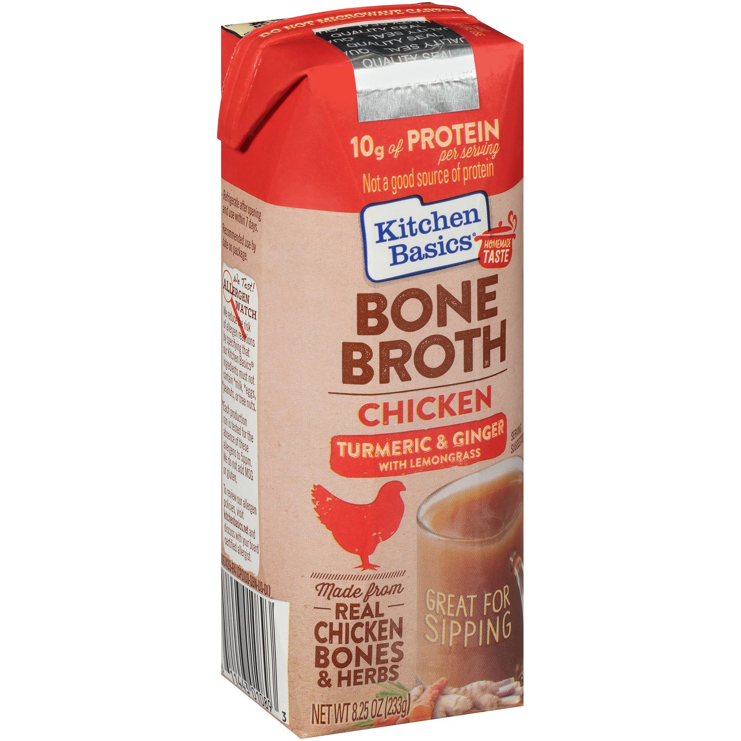 Kitchen Basics Chicken Bone Broth, Turmeric & Ginger, Keto Friendly, 8.25 fl oz