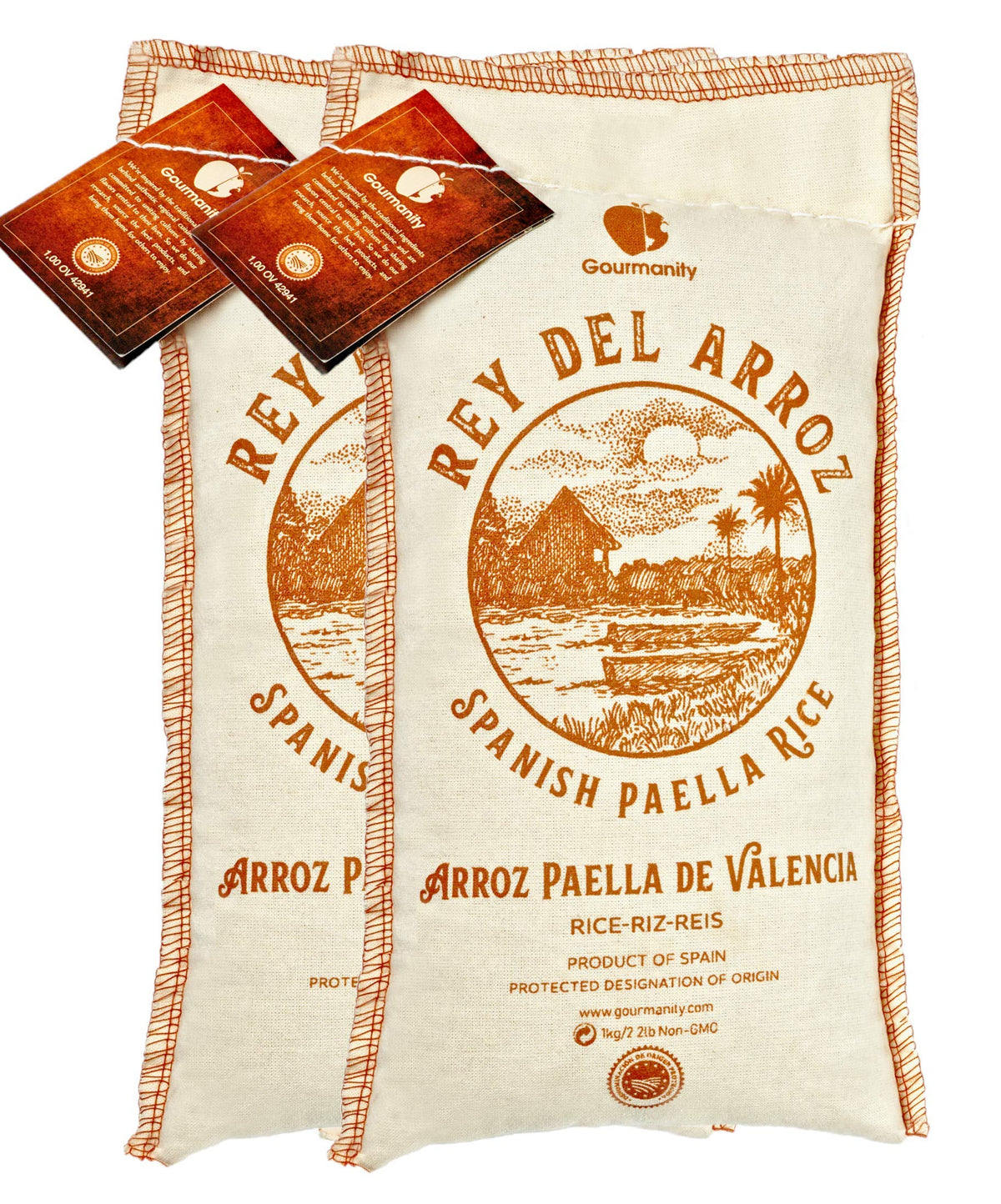 Gourmanity Spanish Paella Rice, Short Grain Valencia Rice, Gluten Free, 2.2 lb Pack of 2