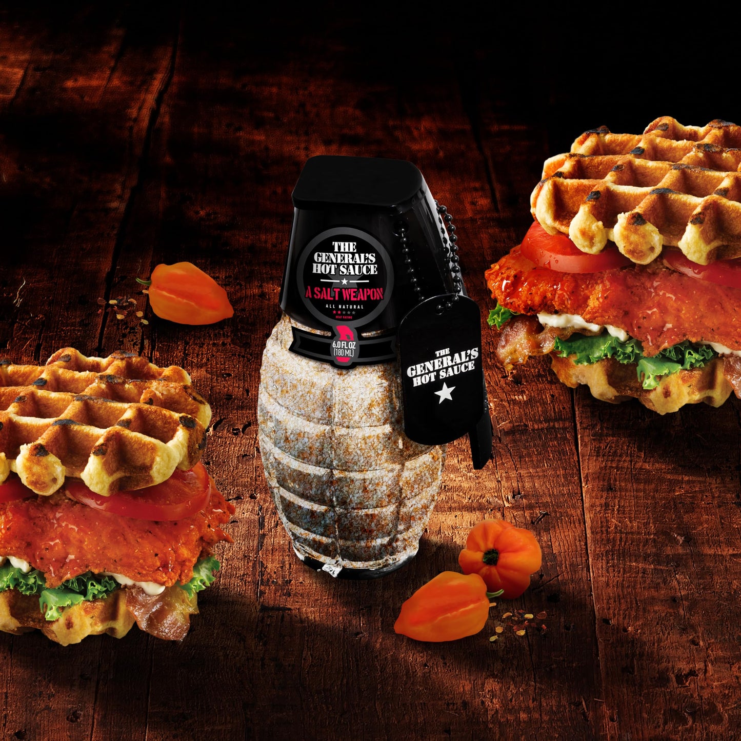 The Generals Hot Sauce Spicy Habanero Sea Salt Gourmet Seasoning, All-Natural, Gluten-Free, 6oz, 2/5 Heat Rating