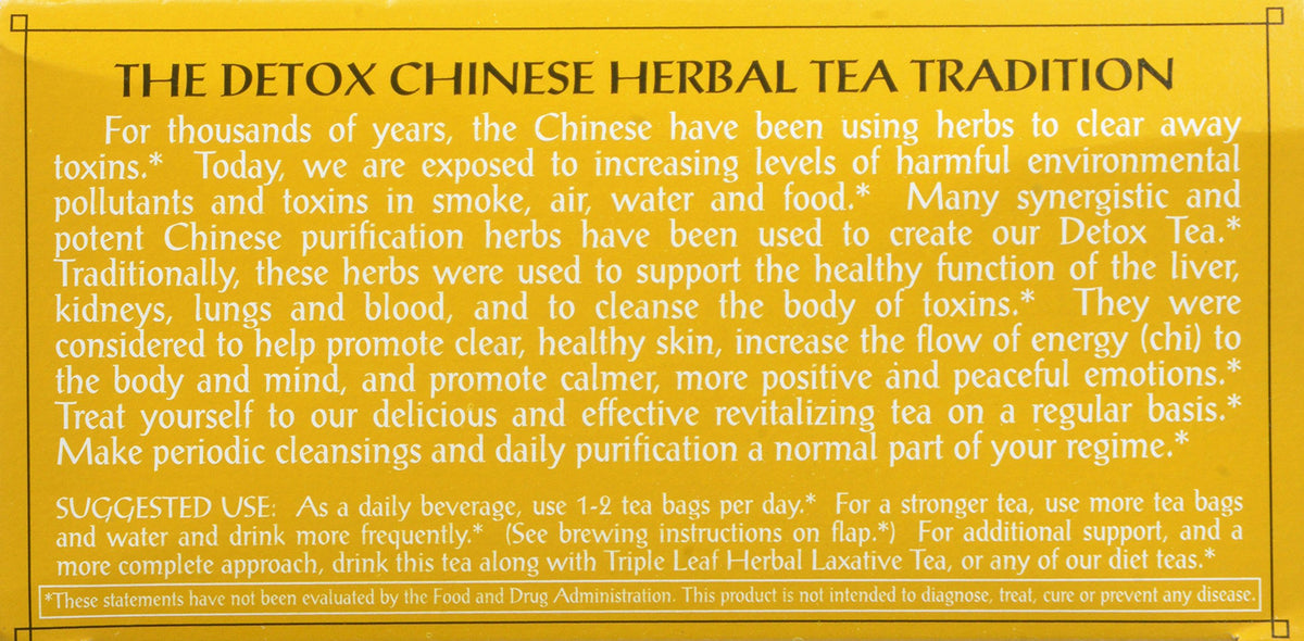 Triple Leaf Tea Chinese Medicinal Detox Tea Bags, 20 Count, Pack of 1, Model 00017-0