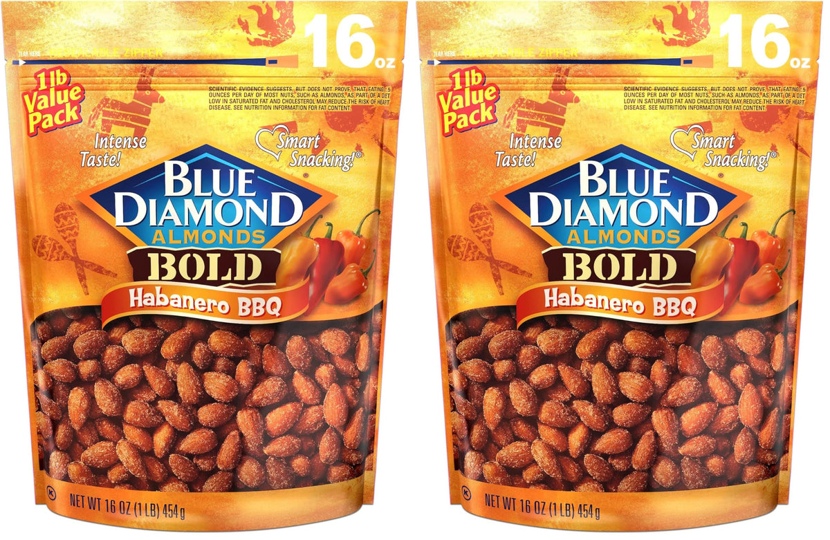 Blue Diamond Almonds, Bold Habanero BBQ, 16 Ounce (Pack of 2)
