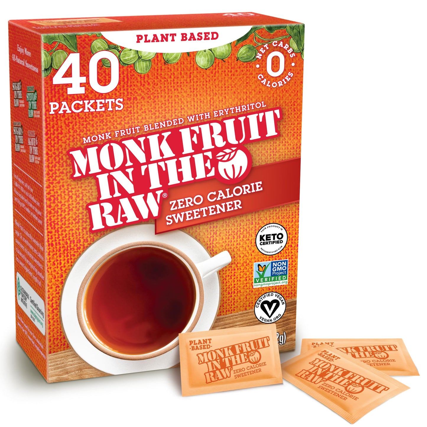 Monk Fruit In The Raw, Natural Monk Fruit Sweetener W/ Erythritol, Sugar-Free, Keto, Gluten Free, Zero Calorie, Low Carb, Vegan 