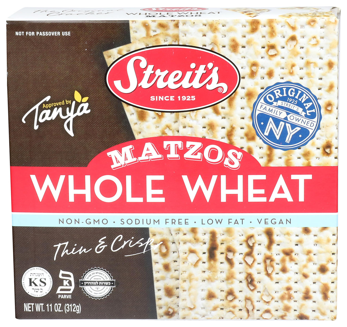 Streits, Whole Wheat Matzo, 11 oz