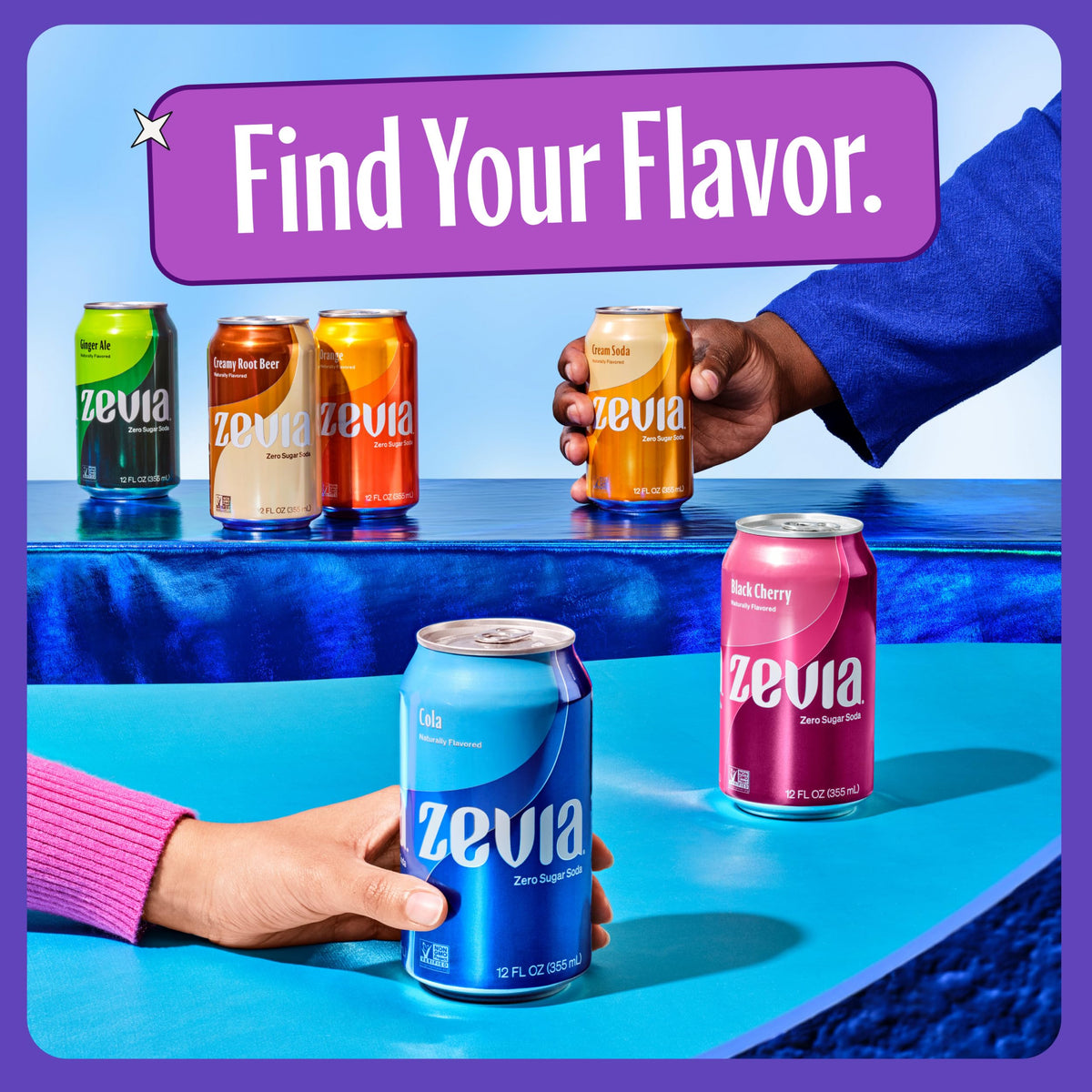 Zevia Zero Sugar Soda, Grape, 12 Ounce Cans (Pack Of 12)