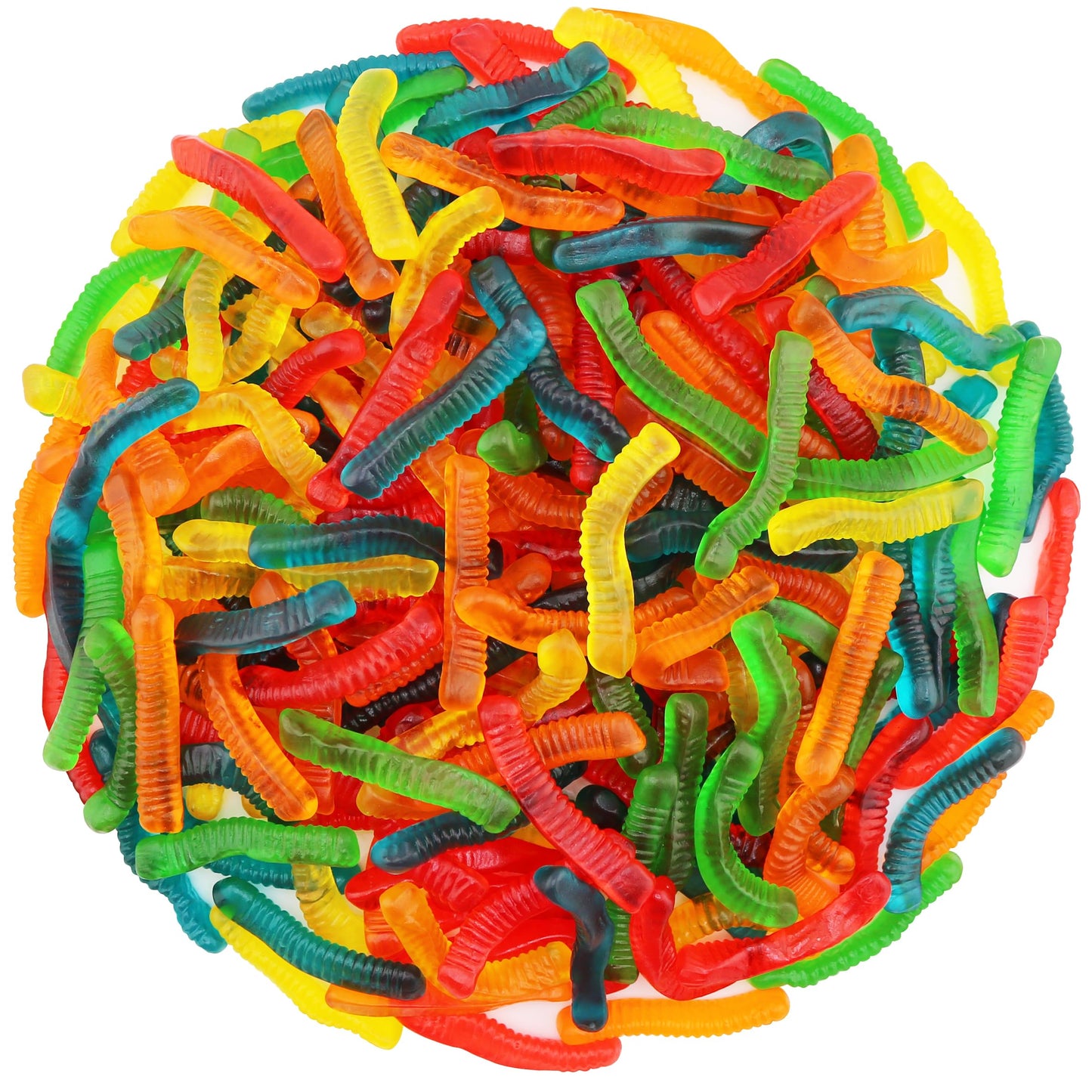FirstChoiceCandy Sweet & Sour Gummy Worms, Multi Flavors and Solid Colors (1 Pound, Sweet Mix Fruit)