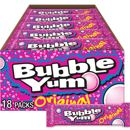 BUBBLE YUM Original Chewy, Bubble Gum Packs, 1.4 oz (18 Count)