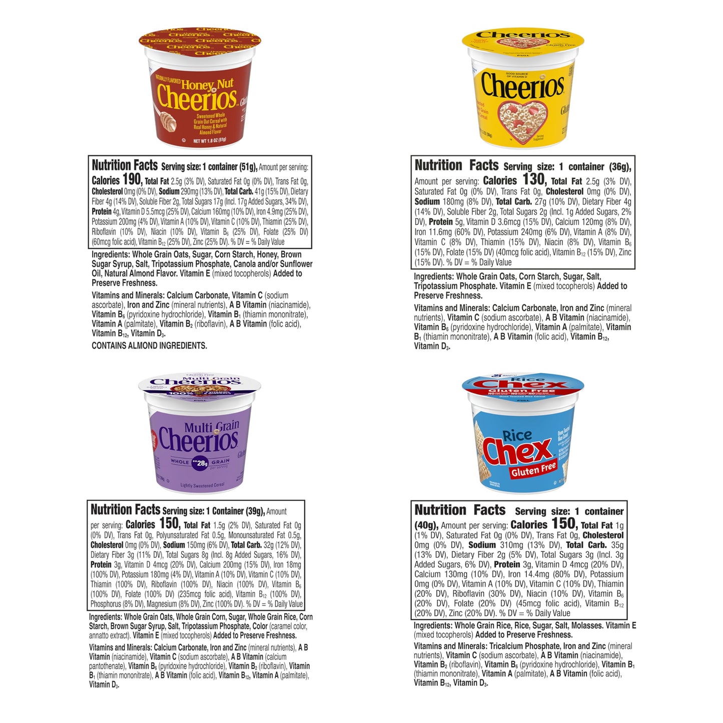 General Mills Assorted Goodness Cereal Variety Pack, Single Serve Cups, 60 Count