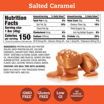 think! Protein Bars with Chicory Root for Fiber, Digestive Support, Gluten Free with Whey Protein Isolate, Salted Caramel, Snack