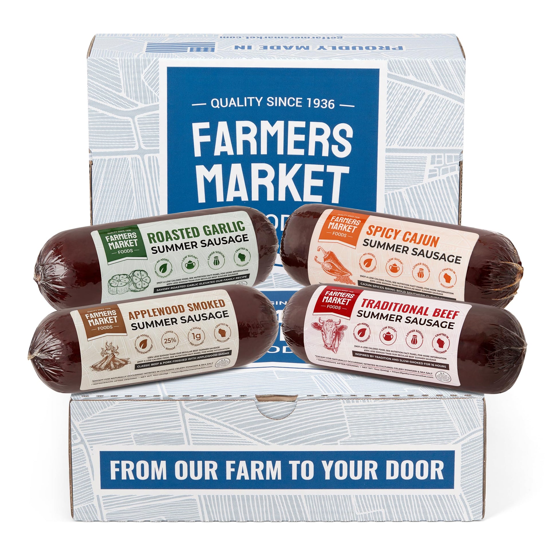 Deli Direct Beef and Pork Summer Sausage Roll, Ready to Eat, High Protein, Low Carb, Gluten Free, 12oz (4 Pack)