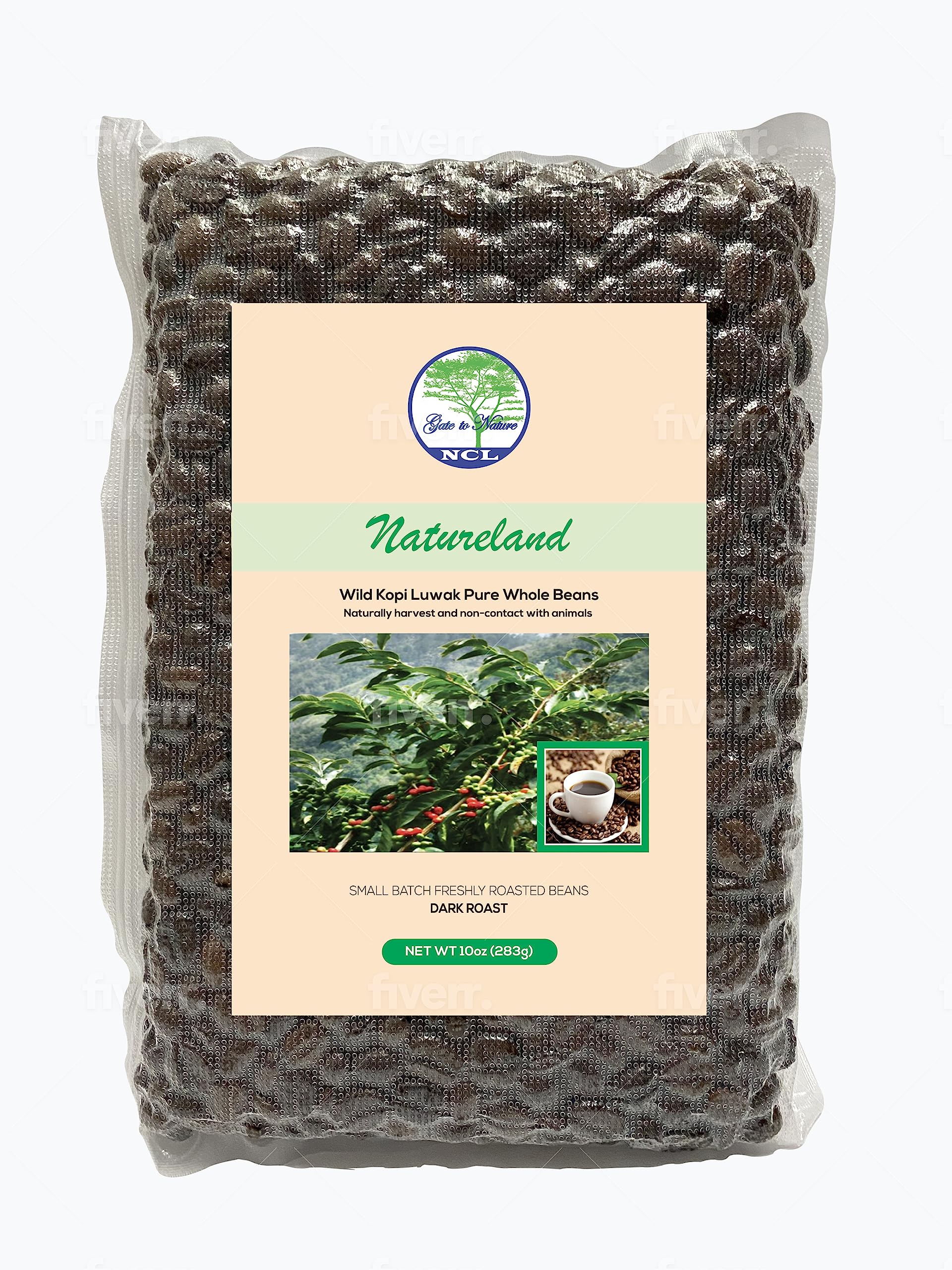 Natureland Wild Civet Arabica Beans  Dark Roast 10Oz Freshly Made Gourmet Kopi Luwak Coffee Gifts  (Gold Label) Stylish Kopi Luwak Coffee Beans Sourced From The Best Regions Of Vietnam Ethically Produced Civet Cat Poop Coffee